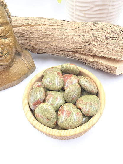 Unakite Crystal Puff Heart – Emotional Healing, Balance & Heart Chakra Stone