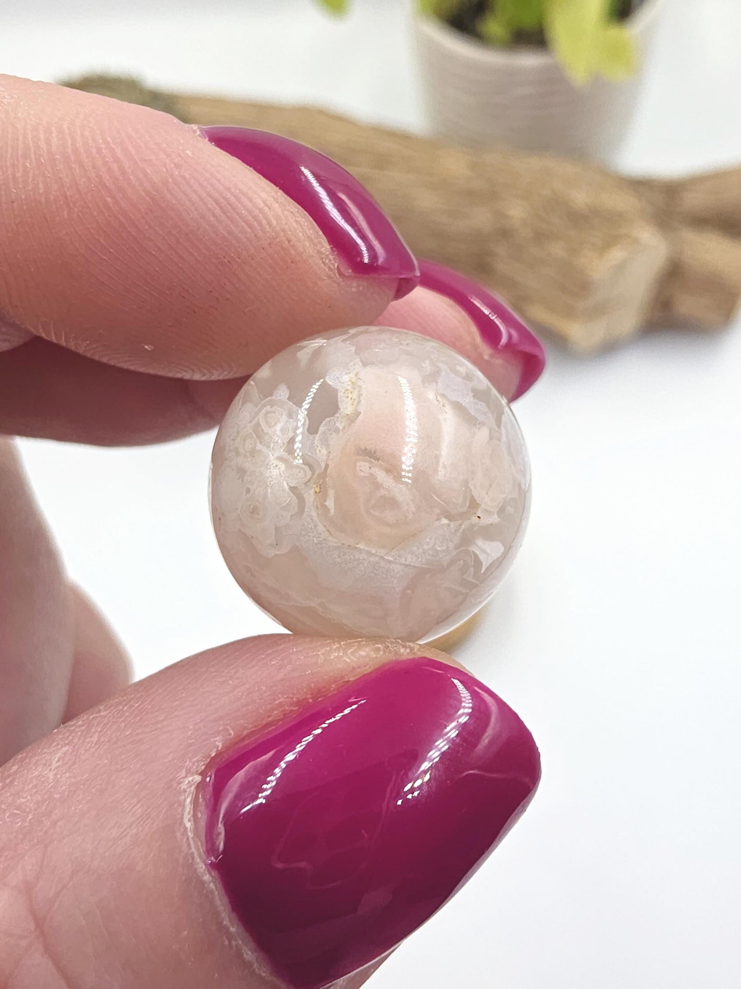 Flower Agate (Sakura) Mini Crystal Sphere – Growth, Confidence & Emotional Healing Crystal Ball