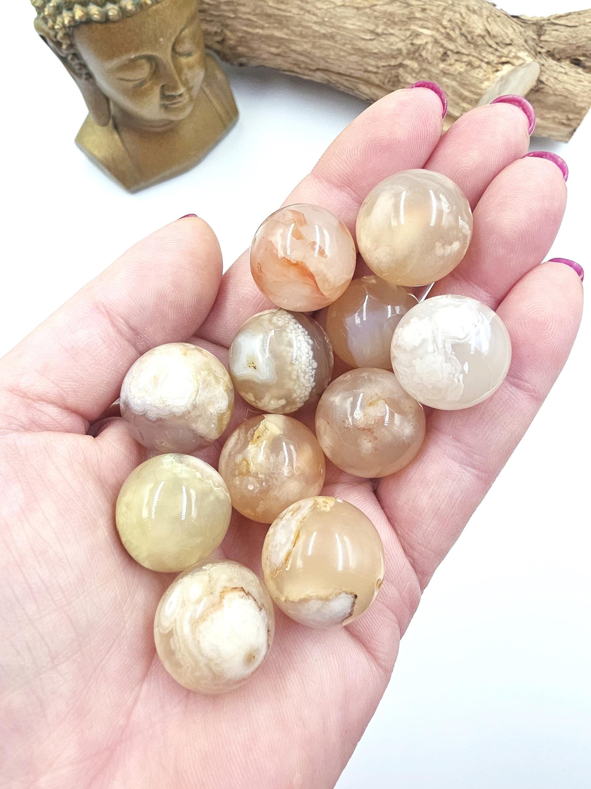 Flower Agate (Sakura) Mini Crystal Sphere – Growth, Confidence & Emotional Healing Crystal Ball