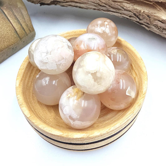 Flower Agate (Sakura) Mini Crystal Sphere – Growth, Confidence & Emotional Healing Crystal Ball