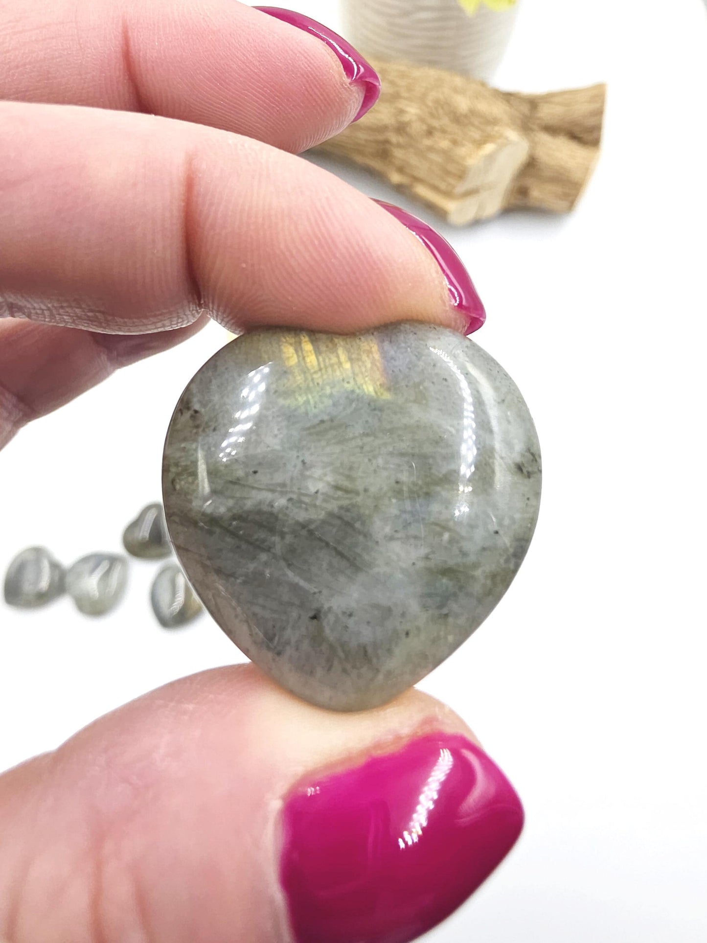Labradorite Crystal Puff Heart – Intuition, Protection & Transformation Healing Stone