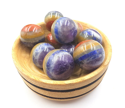 7 Layer Chakra Mini Crystal Sphere – Energy Balance, Healing & Meditation Gemstone, approx 20mm