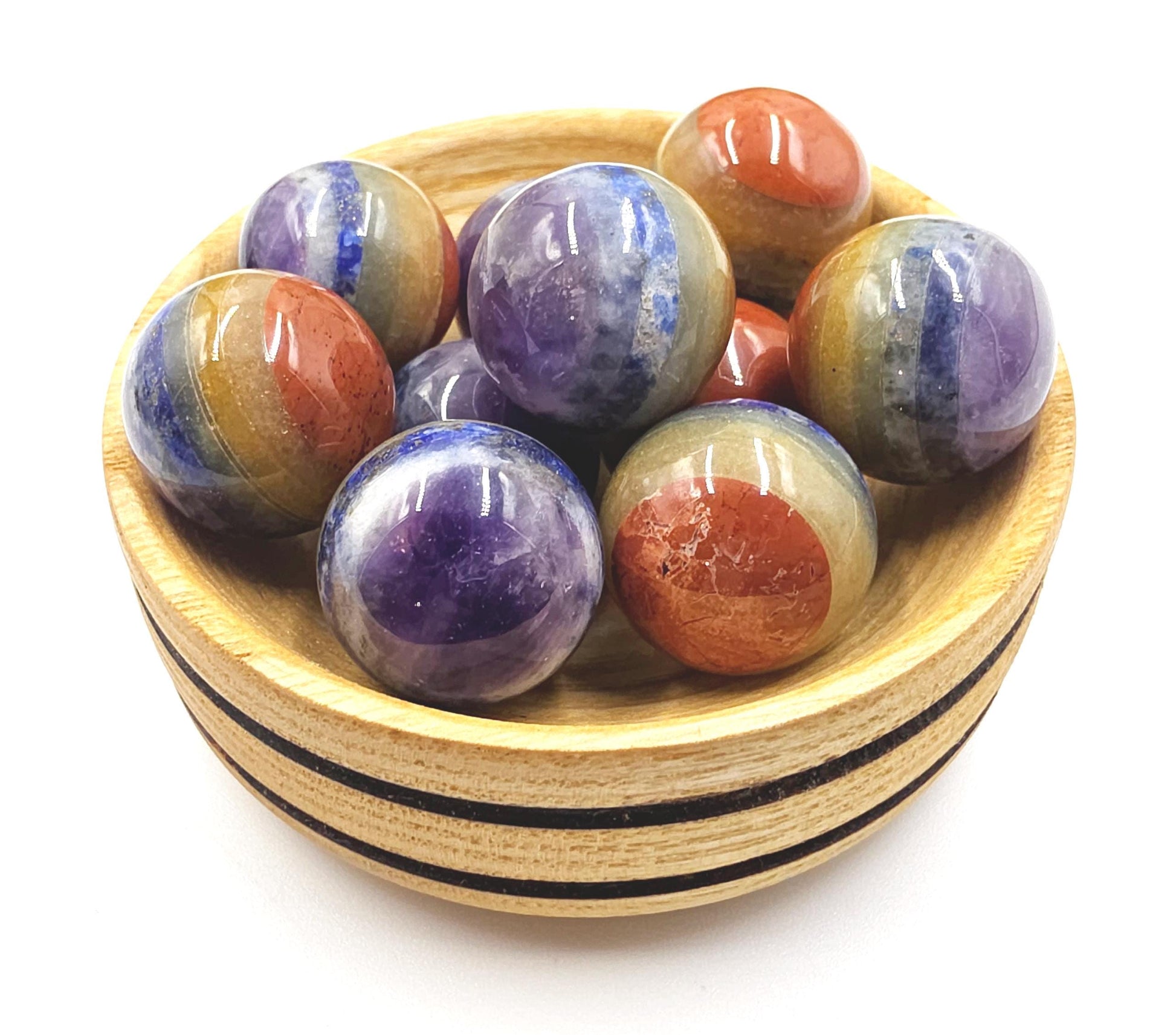 7 Layer Chakra Mini Crystal Sphere – Energy Balance, Healing & Meditation Gemstone, approx 20mm