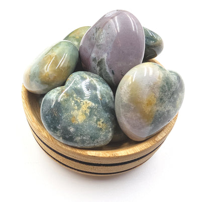 Ocean Jasper Crystal Puff Heart – Joy, Emotional Healing & Nurturing Energy Stone
