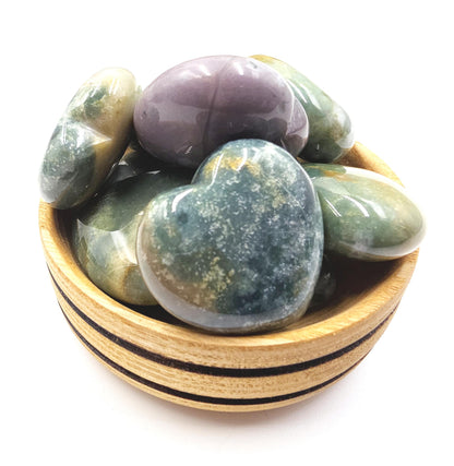 Ocean Jasper Crystal Puff Heart – Joy, Emotional Healing & Nurturing Energy Stone