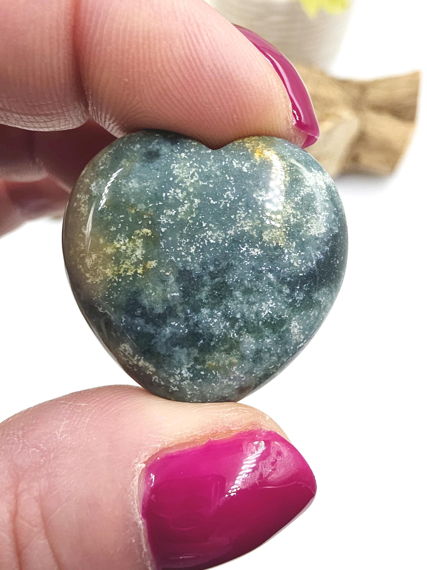 Ocean Jasper Crystal Puff Heart – Joy, Emotional Healing & Nurturing Energy Stone