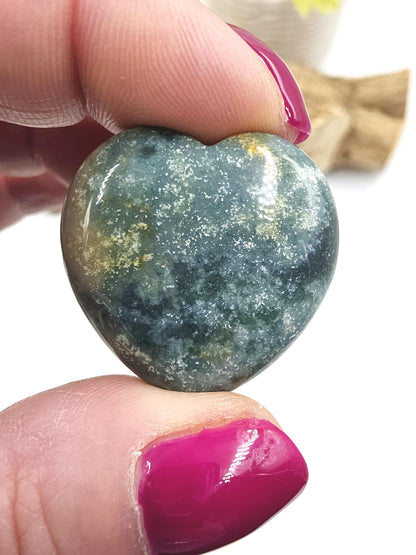Ocean Jasper Crystal Puff Heart – Joy, Emotional Healing & Nurturing Energy Stone