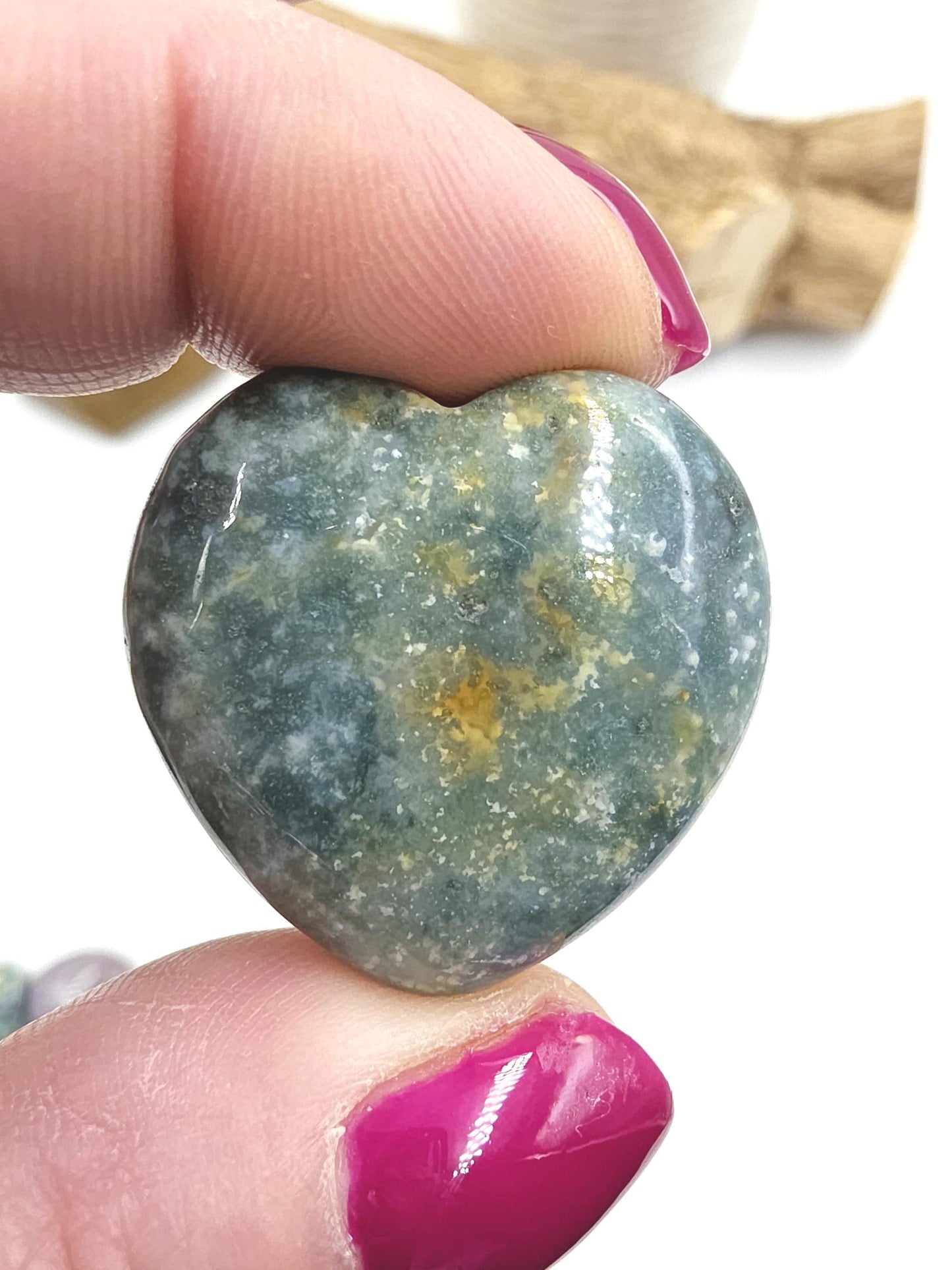 Ocean Jasper Crystal Puff Heart – Joy, Emotional Healing & Nurturing Energy Stone