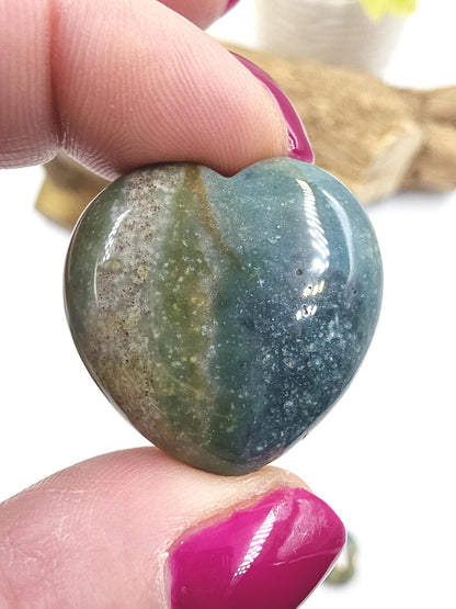 Ocean Jasper Crystal Puff Heart – Joy, Emotional Healing & Nurturing Energy Stone