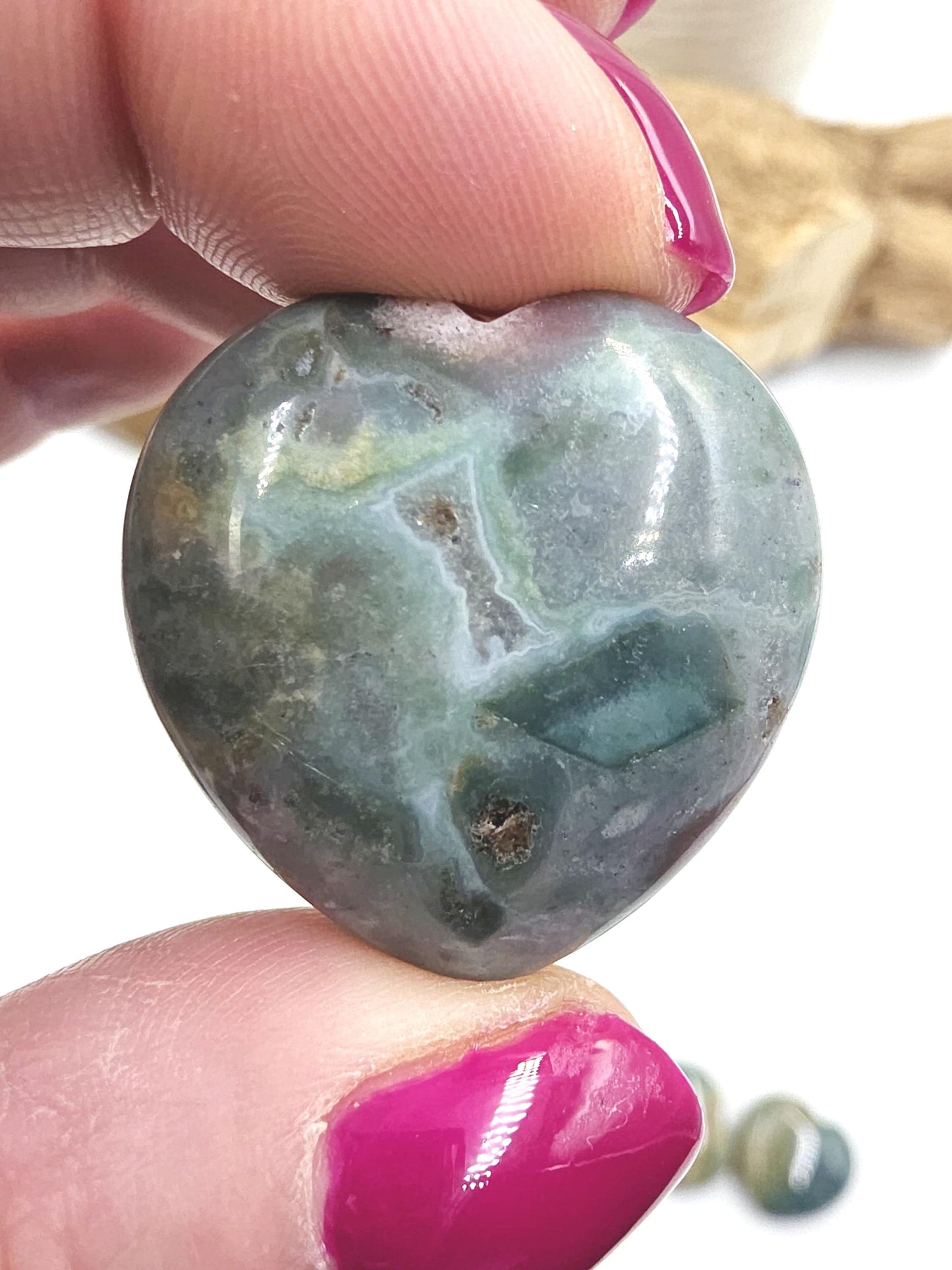Ocean Jasper Crystal Puff Heart – Joy, Emotional Healing & Nurturing Energy Stone