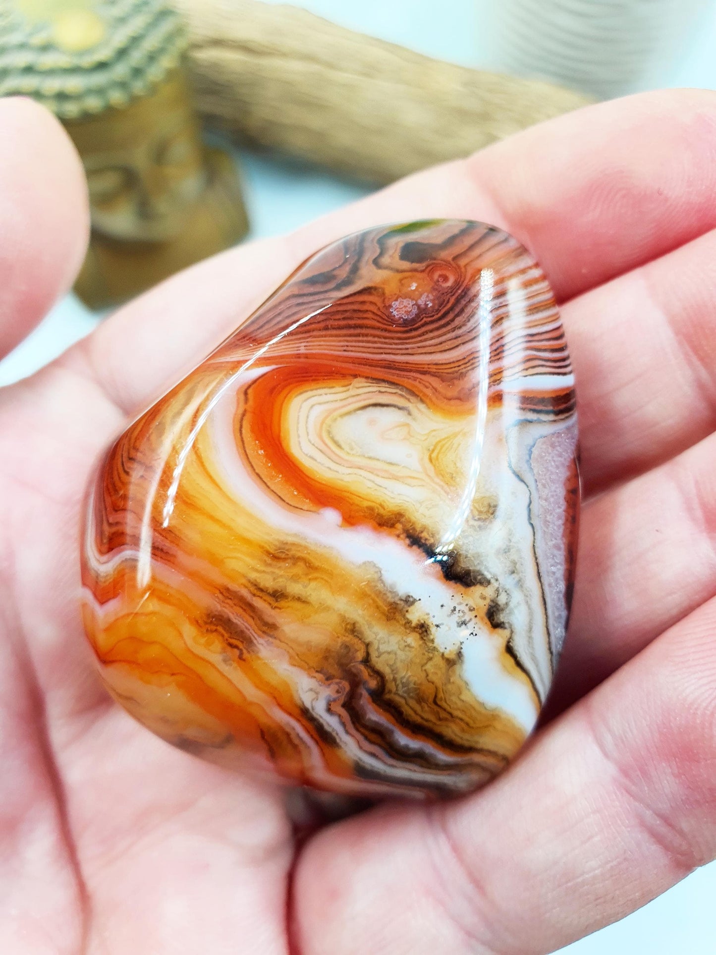 Sardonyx Palm Stone - Strength & Protection Healing, 60g