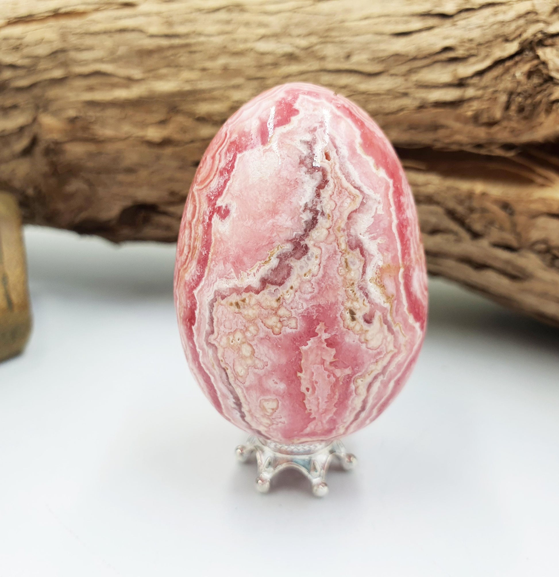 High Grade Rhodochrosite Crystal Egg - Love & Emotional Healing Heart Chakra Crystal Carving - 110g