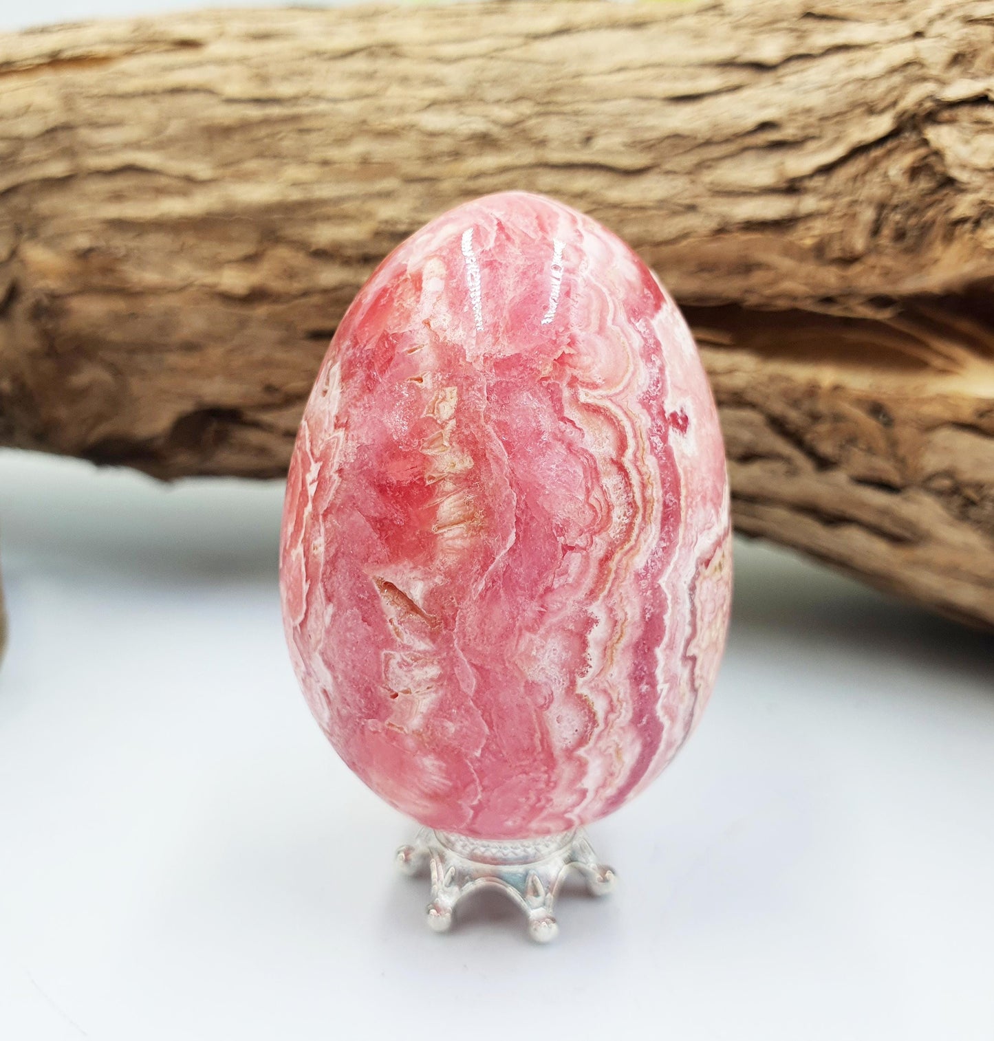 High Grade Rhodochrosite Crystal Egg - Love & Emotional Healing Heart Chakra Crystal Carving - 110g