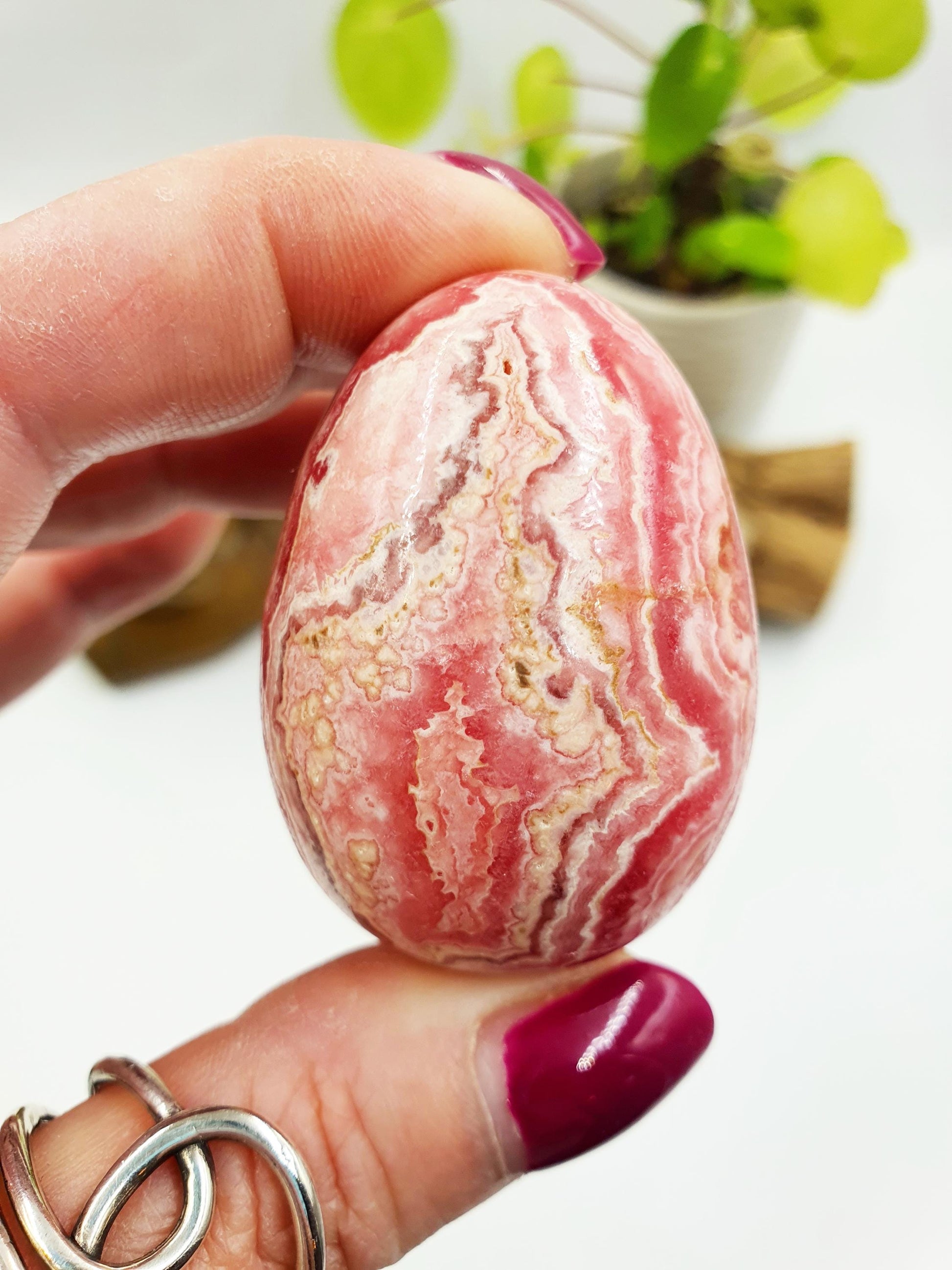 High Grade Rhodochrosite Crystal Egg - Love & Emotional Healing Heart Chakra Crystal Carving - 110g