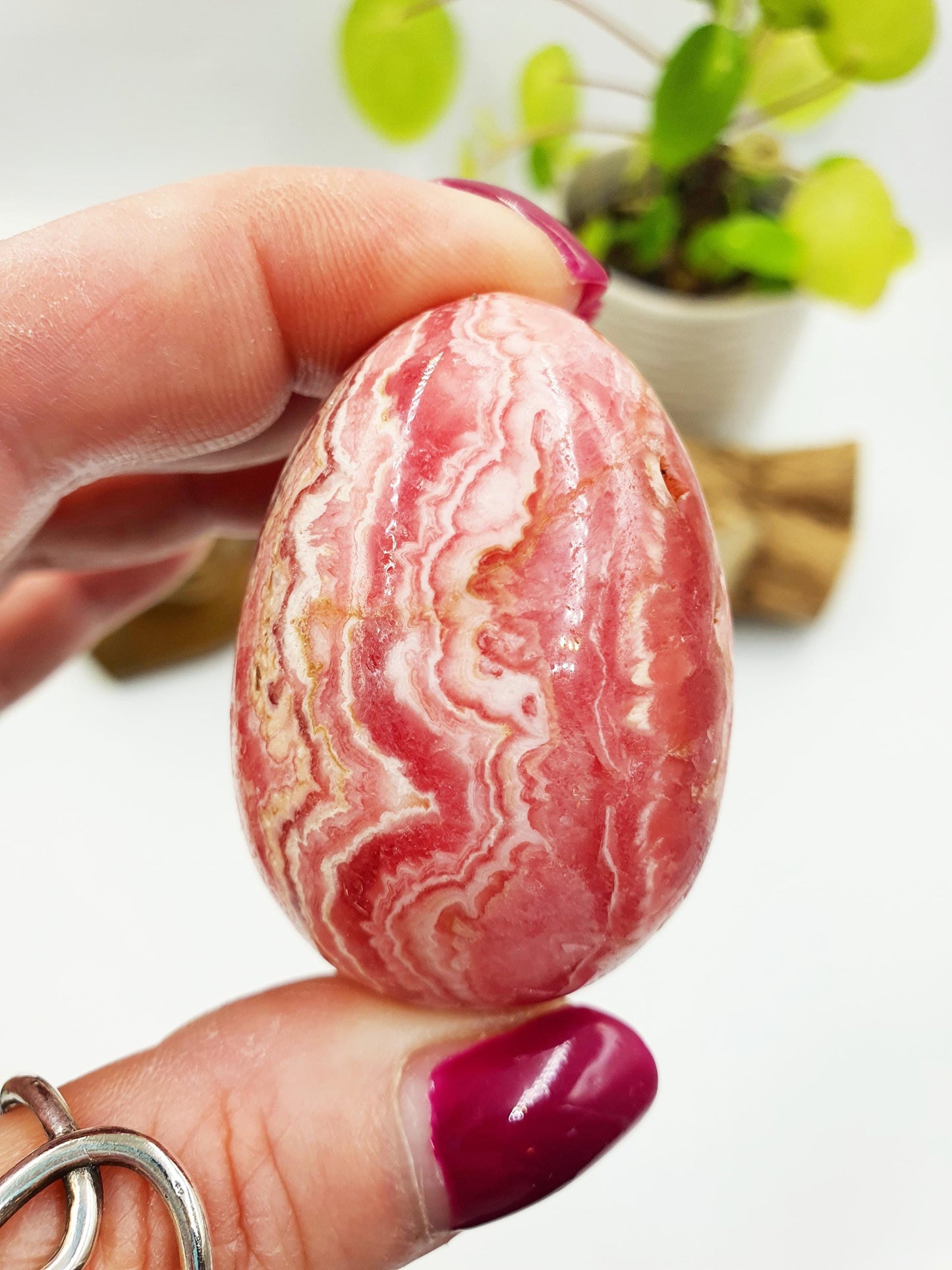 High Grade Rhodochrosite Crystal Egg - Love & Emotional Healing Heart Chakra Crystal Carving - 110g