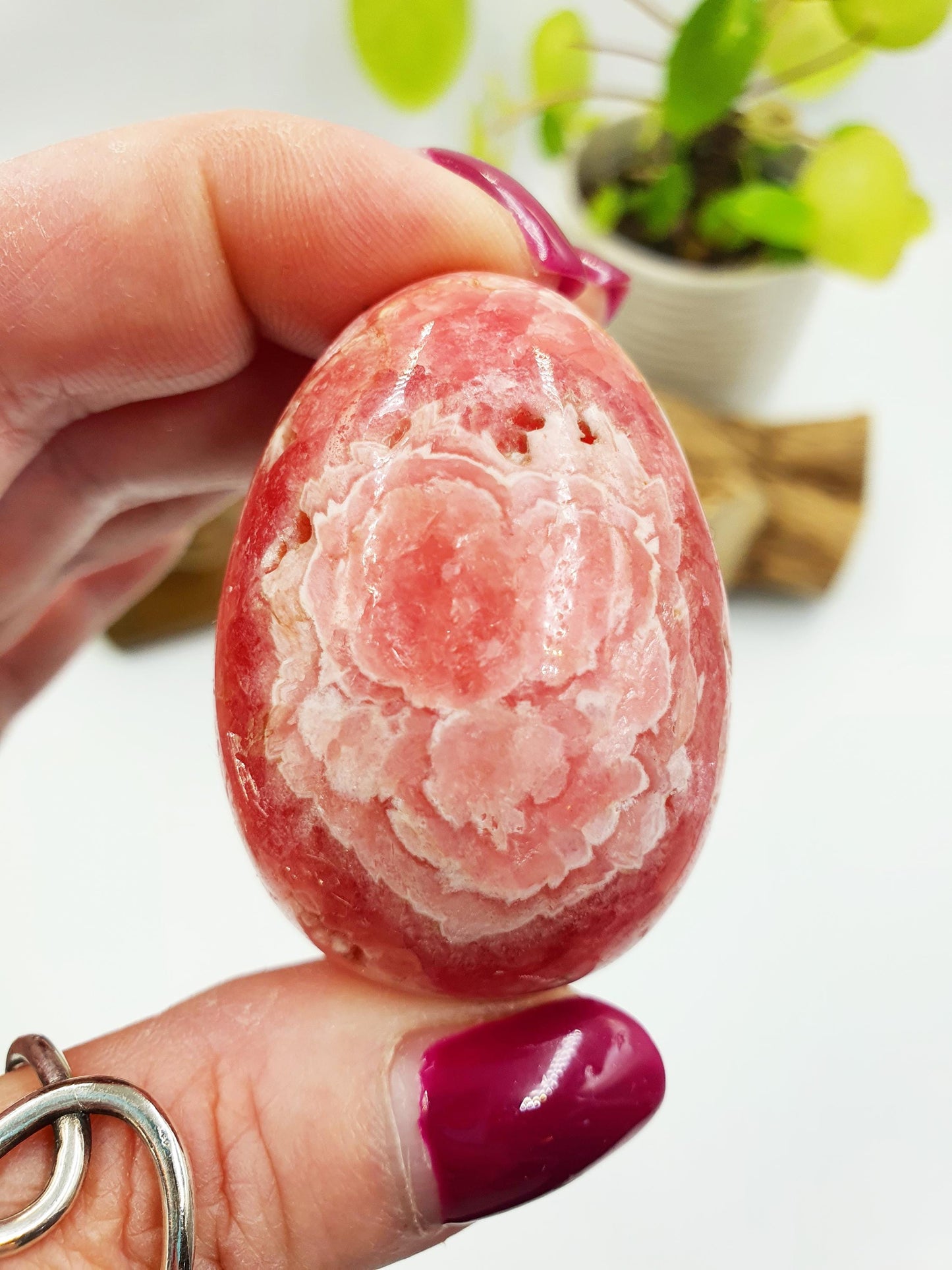 High Grade Rhodochrosite Crystal Egg - Love & Emotional Healing Heart Chakra Crystal Carving - 110g