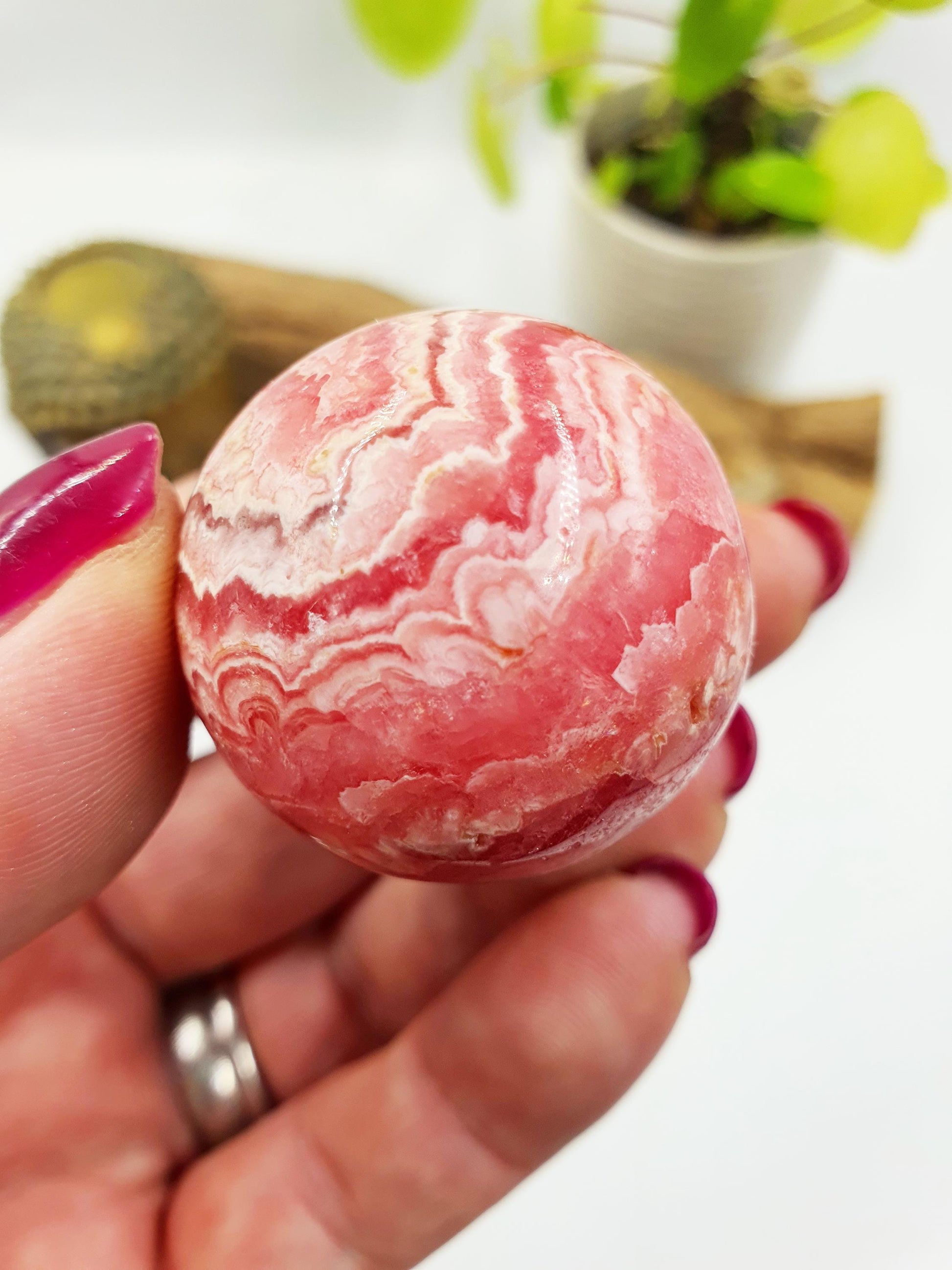 High Grade Rhodochrosite Crystal Egg - Love & Emotional Healing Heart Chakra Crystal Carving - 110g