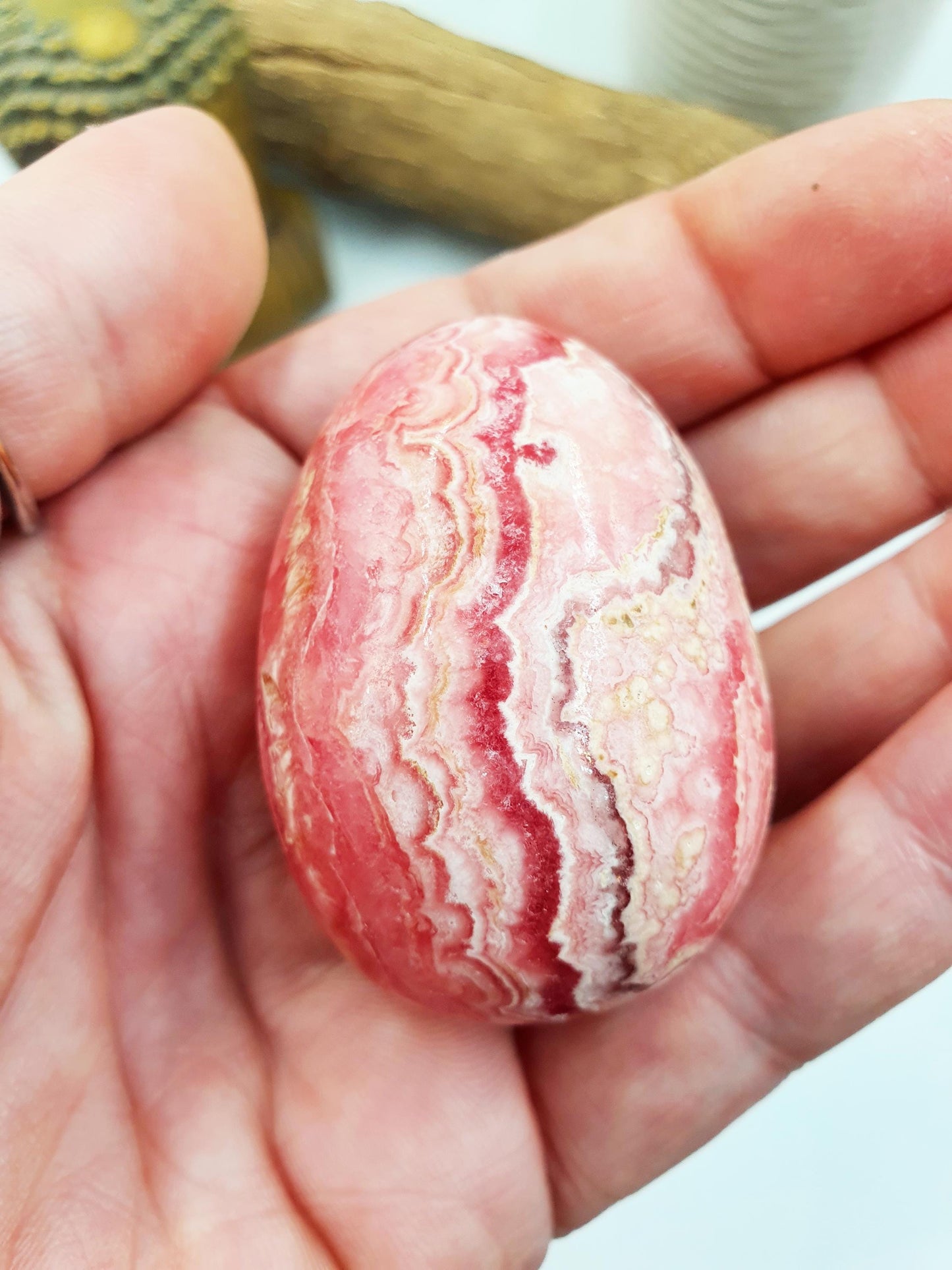 High Grade Rhodochrosite Crystal Egg - Love & Emotional Healing Heart Chakra Crystal Carving - 110g