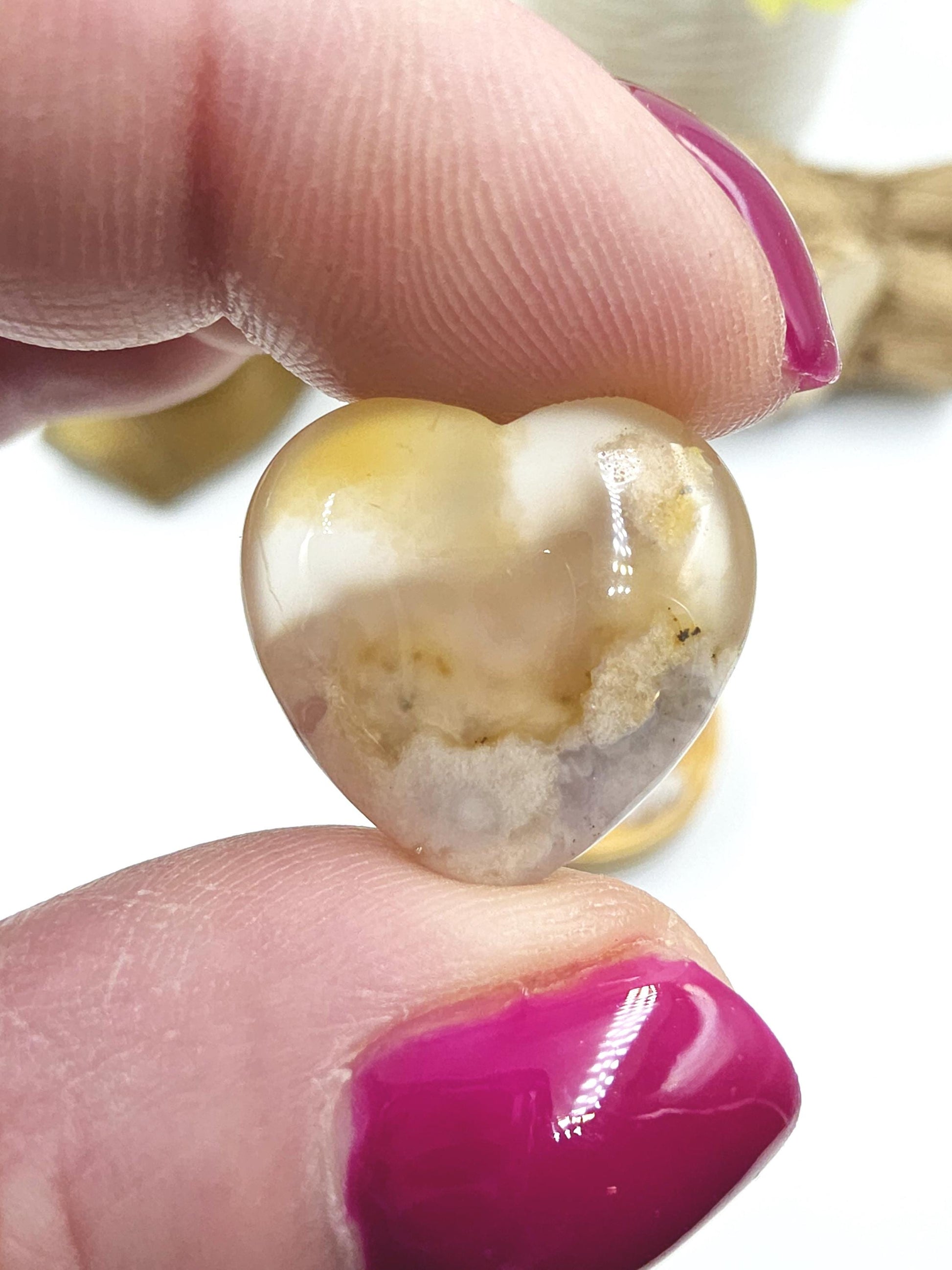 Mini Flower Agate (Sakura) Hearts and Stars – Growth, Confidence & Emotional Healing Crystal Carvings