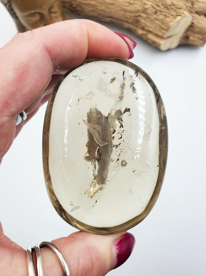 Large High Grade Large Smoky Quartz Palm Stone - Grounding & Protection Crystal, 185g