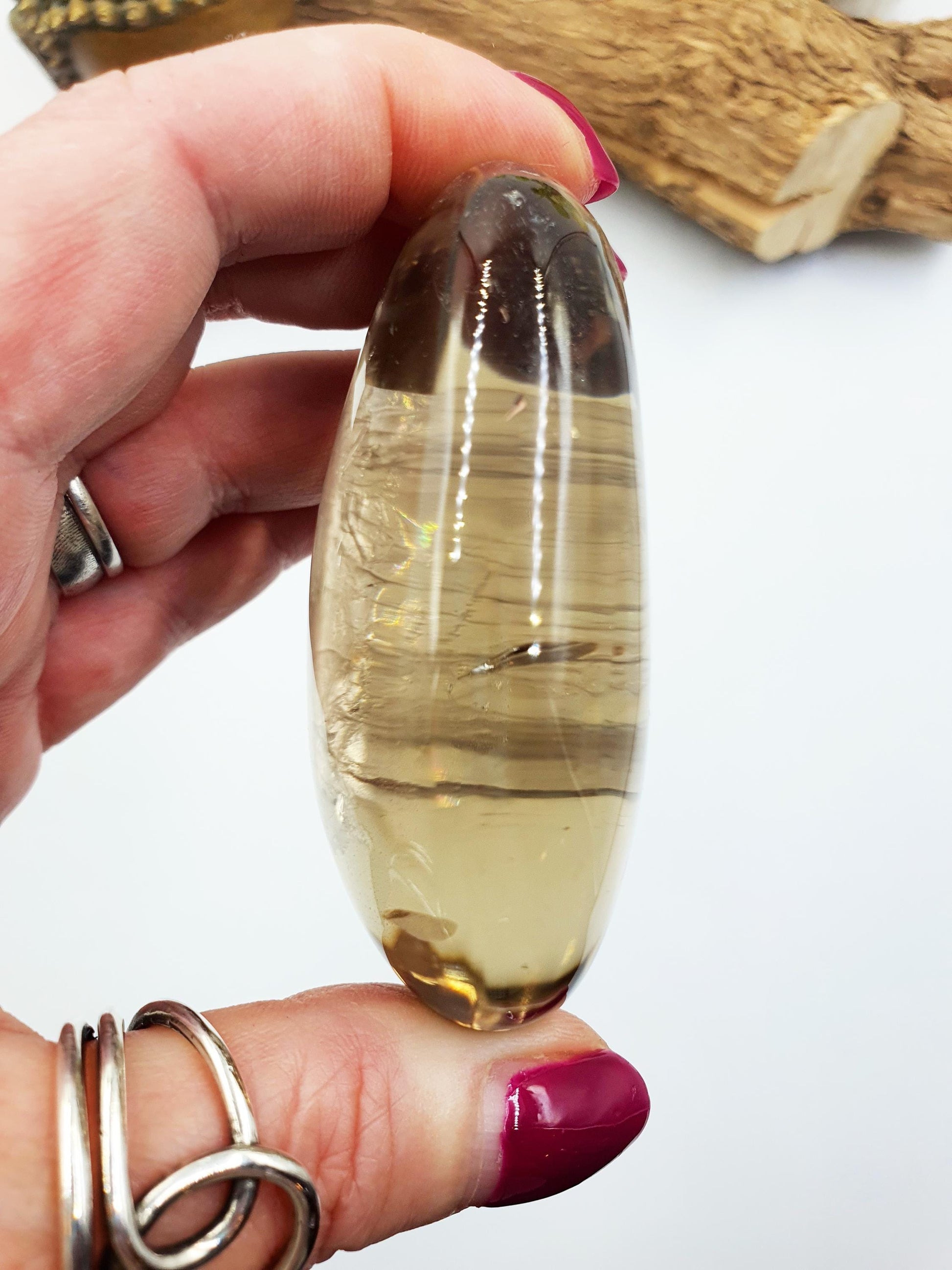 Large High Grade Large Smoky Quartz Palm Stone - Grounding & Protection Crystal, 185g