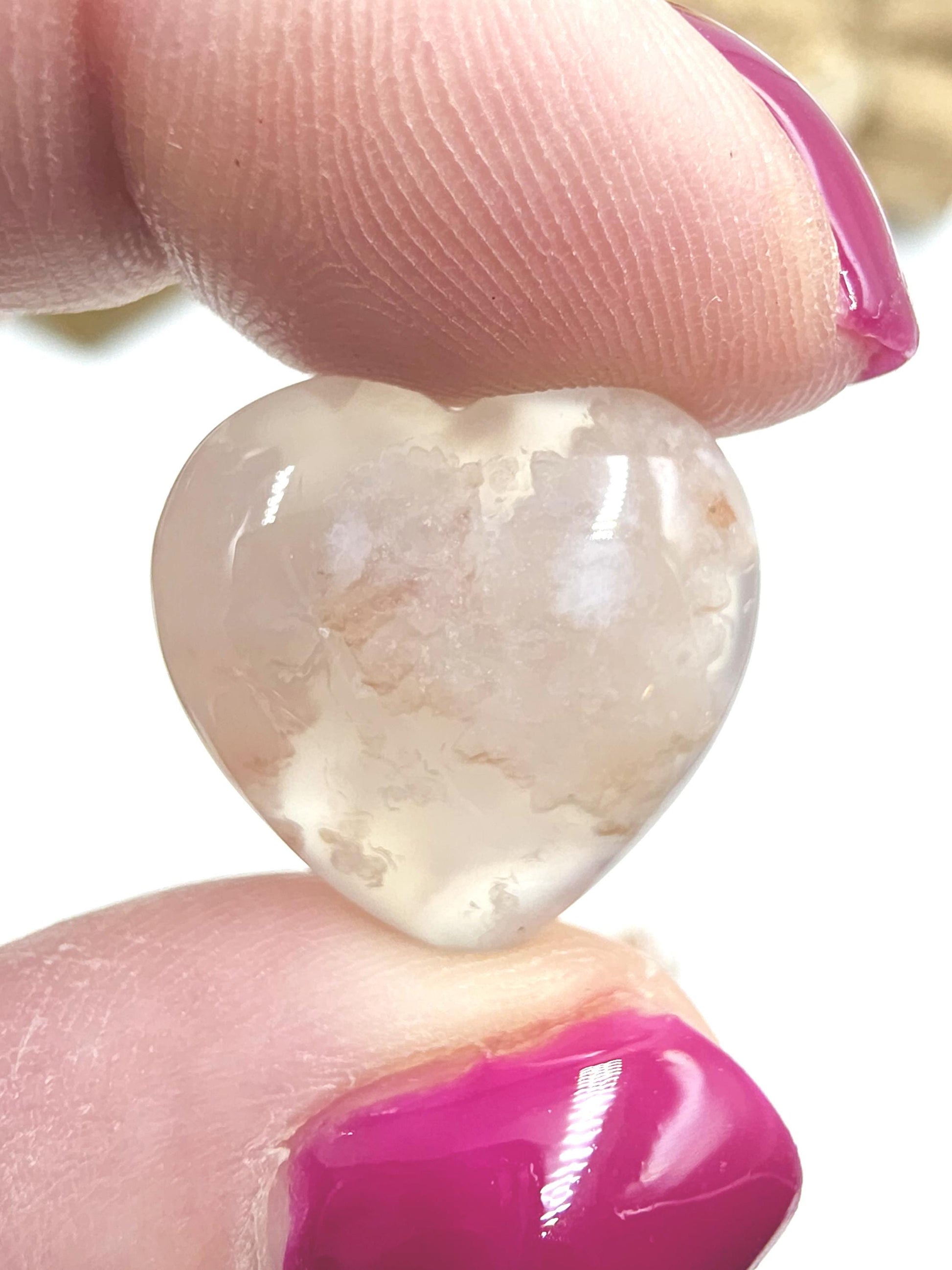 Mini Flower Agate (Sakura) Hearts and Stars – Growth, Confidence & Emotional Healing Crystal Carvings