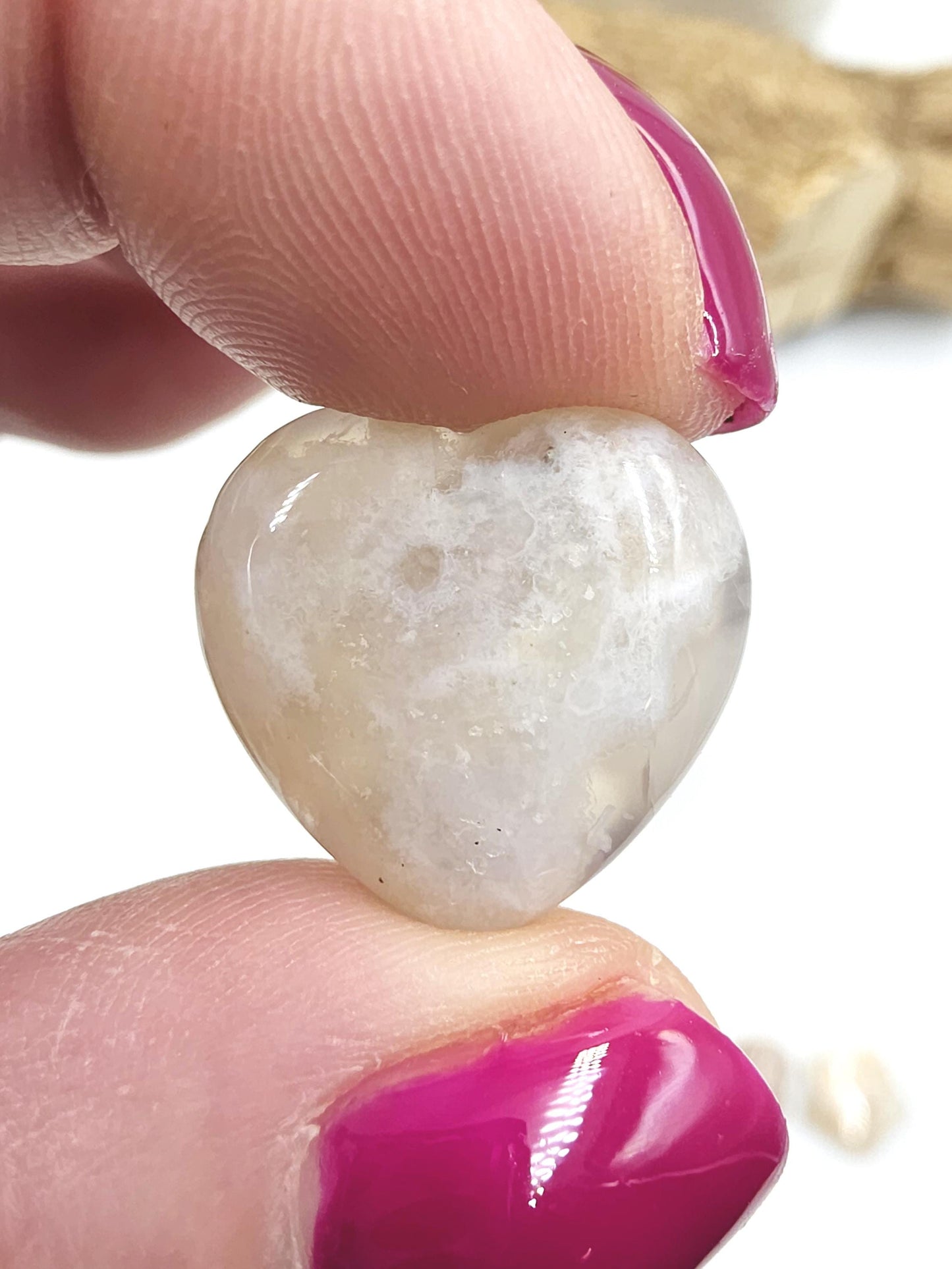 Mini Flower Agate (Sakura) Hearts and Stars – Growth, Confidence & Emotional Healing Crystal Carvings