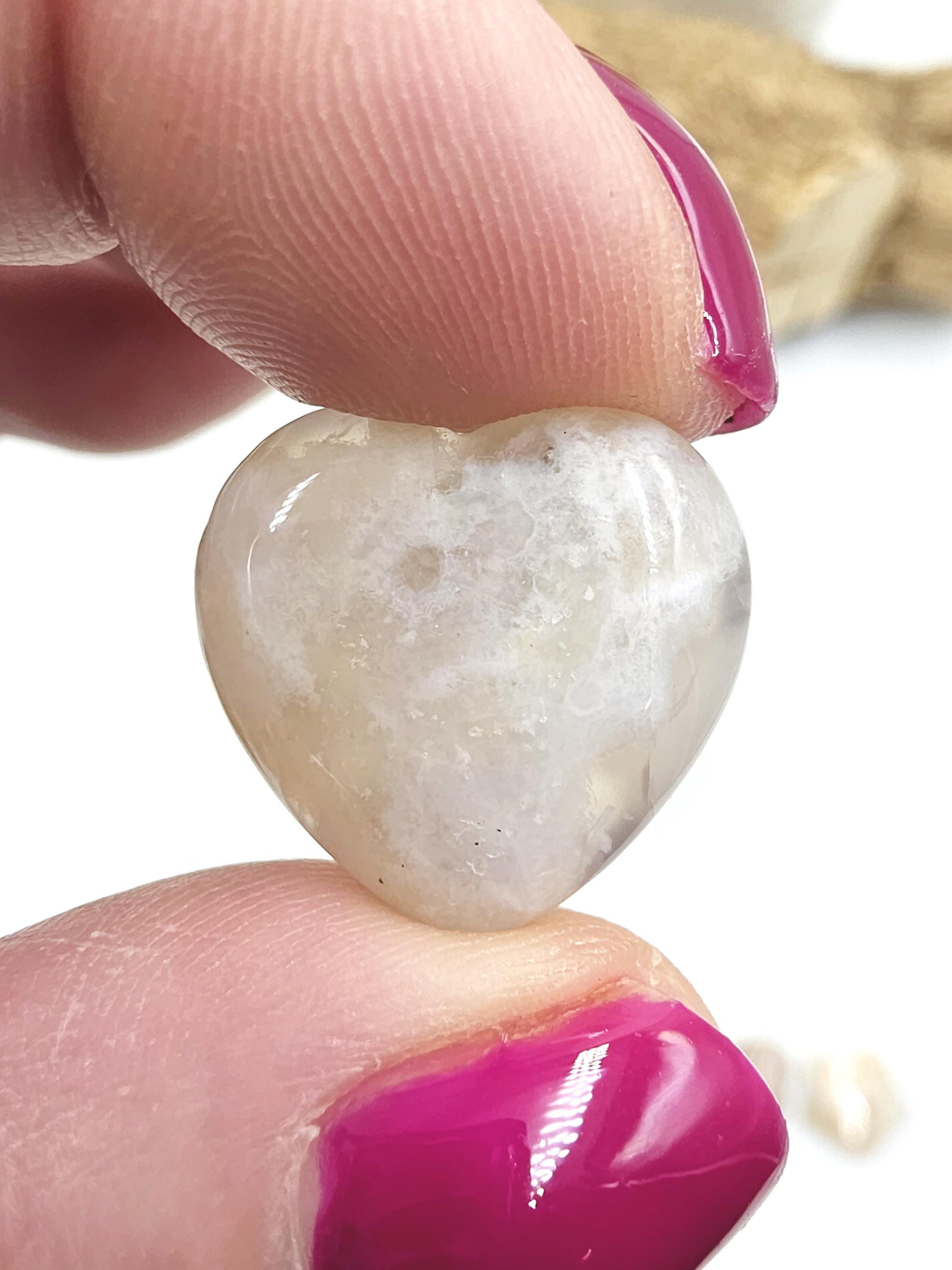 Mini Flower Agate (Sakura) Hearts and Stars – Growth, Confidence & Emotional Healing Crystal Carvings