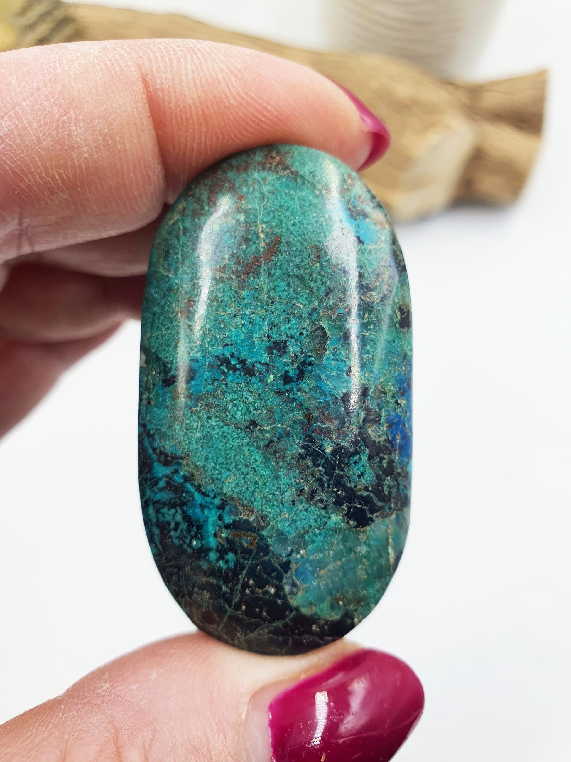 Phoenix Turquoise Palm Stone: Reiki and Meditation Crystal, 35g