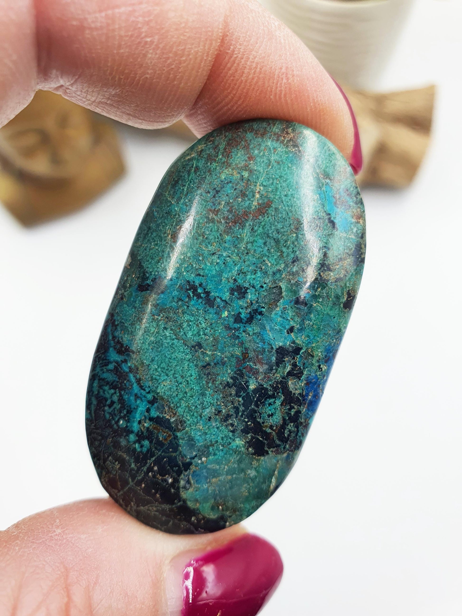 Phoenix Turquoise Palm Stone: Reiki and Meditation Crystal, 35g