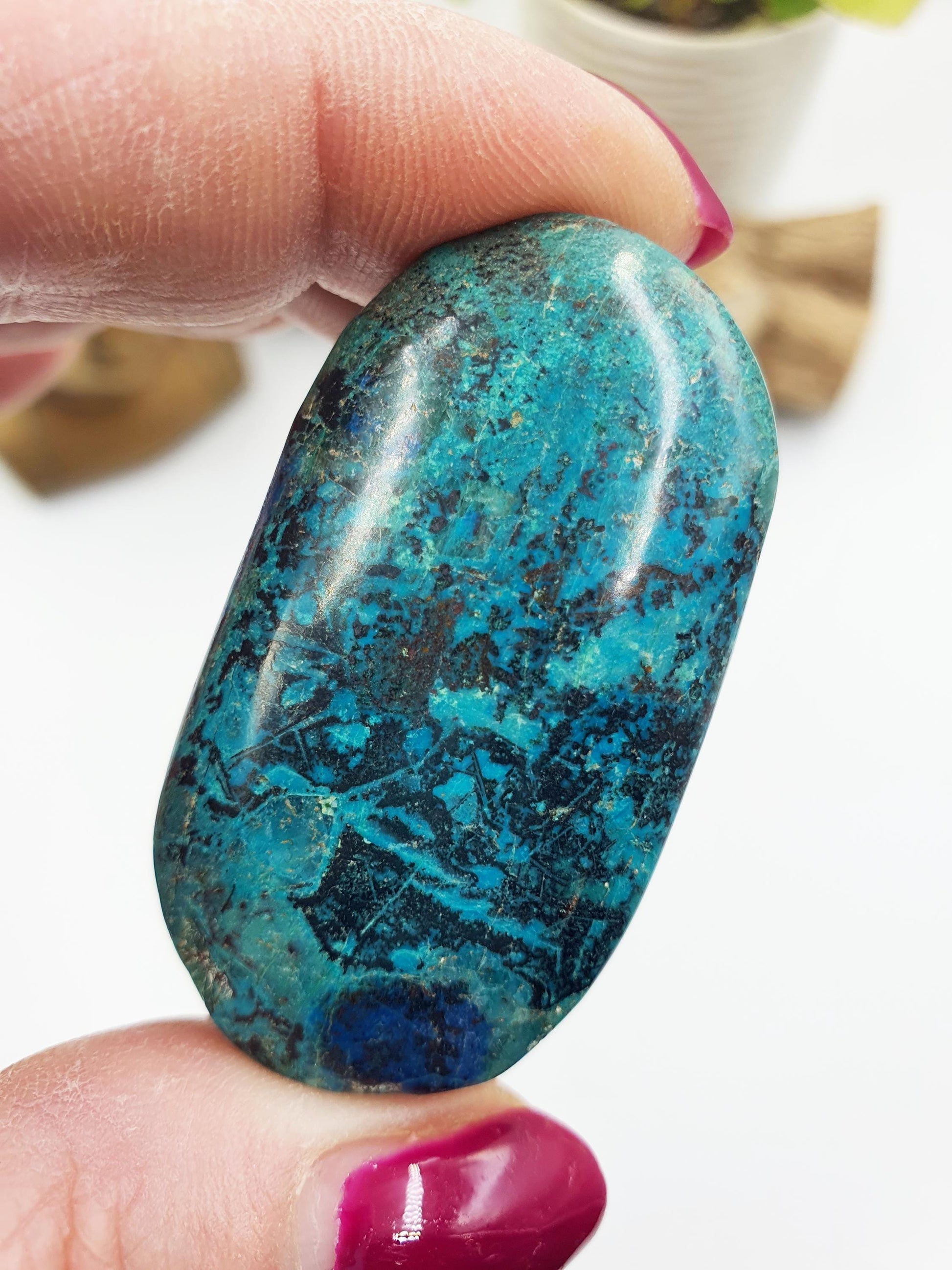 Phoenix Turquoise Palm Stone: Reiki and Meditation Crystal, 35g