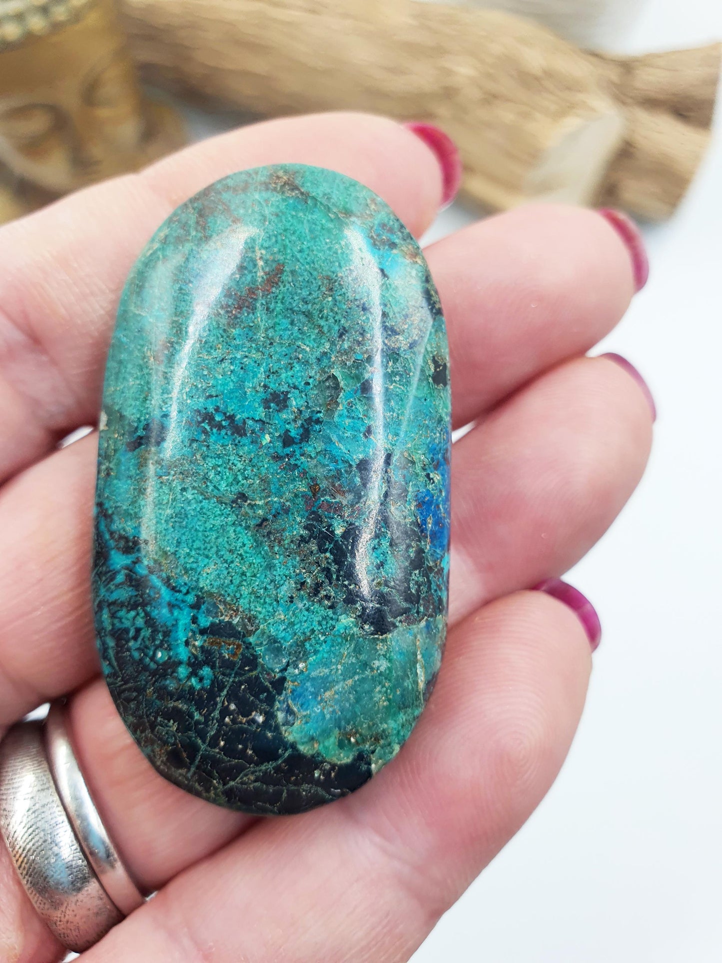 Phoenix Turquoise Palm Stone: Reiki and Meditation Crystal, 35g