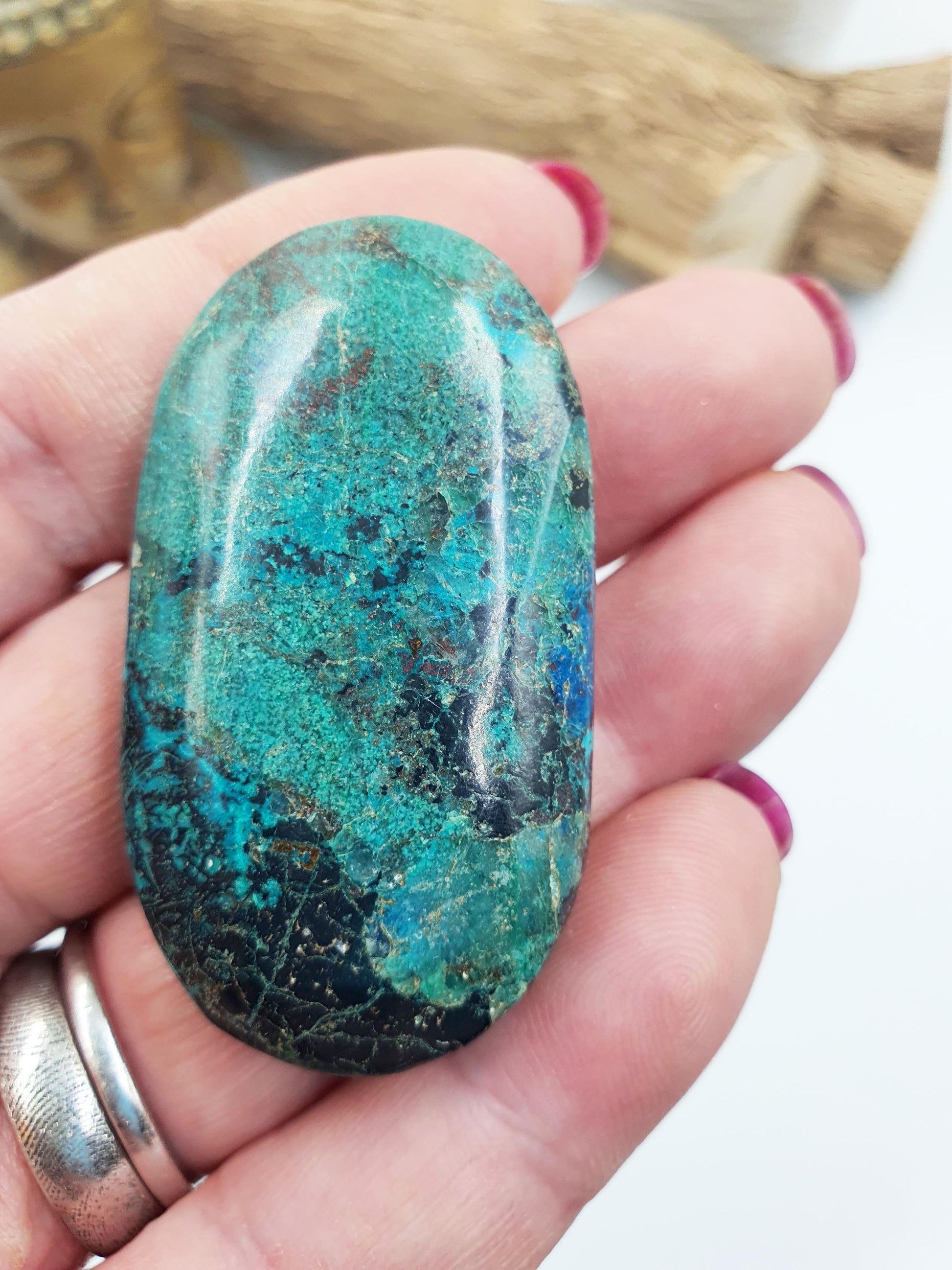 Phoenix Turquoise Palm Stone: Reiki and Meditation Crystal, 35g
