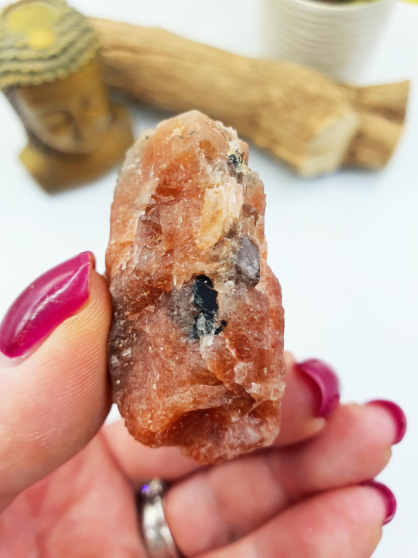 Sparkly Raw Sunstone Specimen – Joy, Confidence & Positive Energy Natural Crystal Piece, 95g