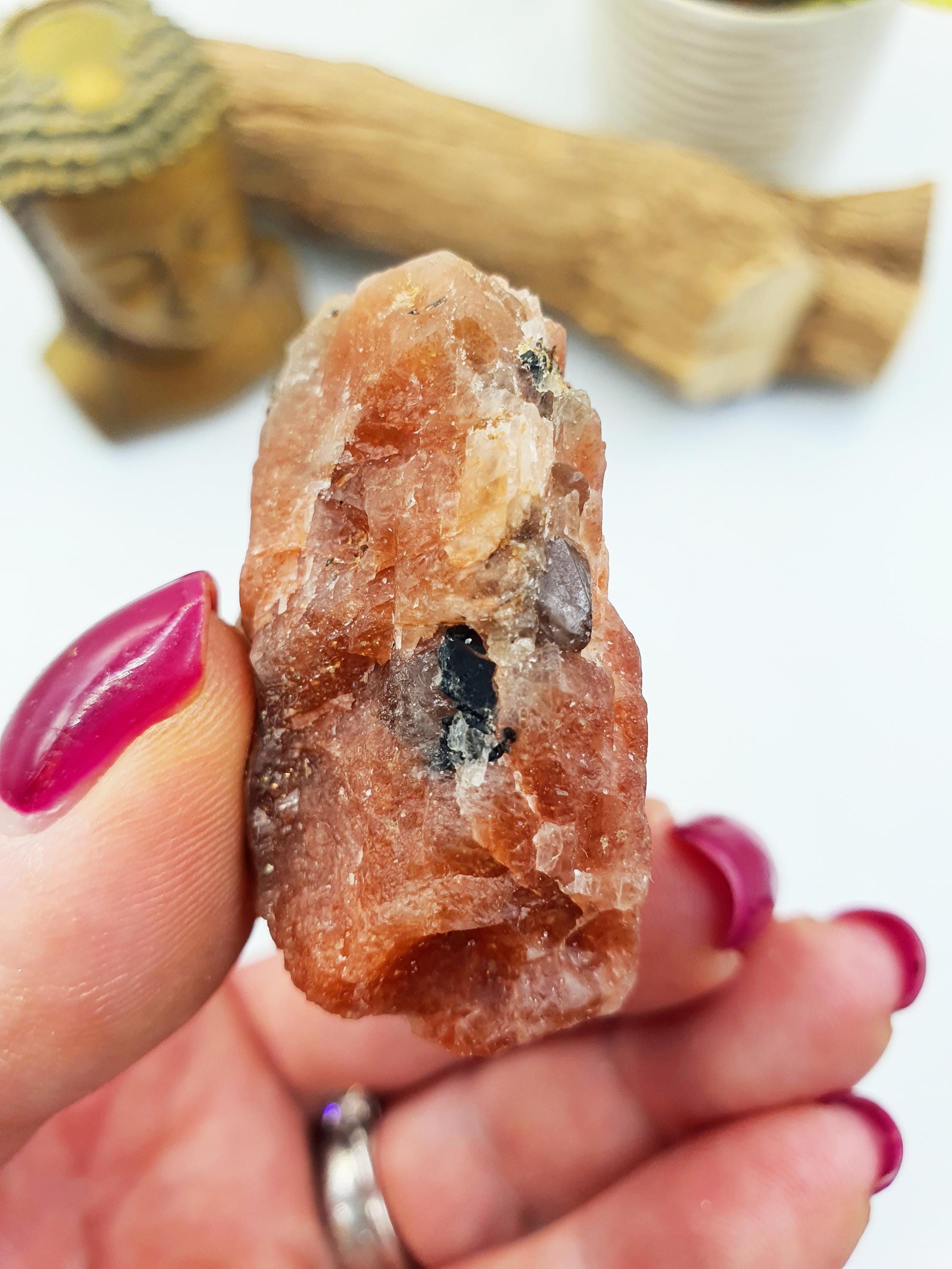 Sparkly Raw Sunstone Specimen – Joy, Confidence & Positive Energy Natural Crystal Piece, 95g