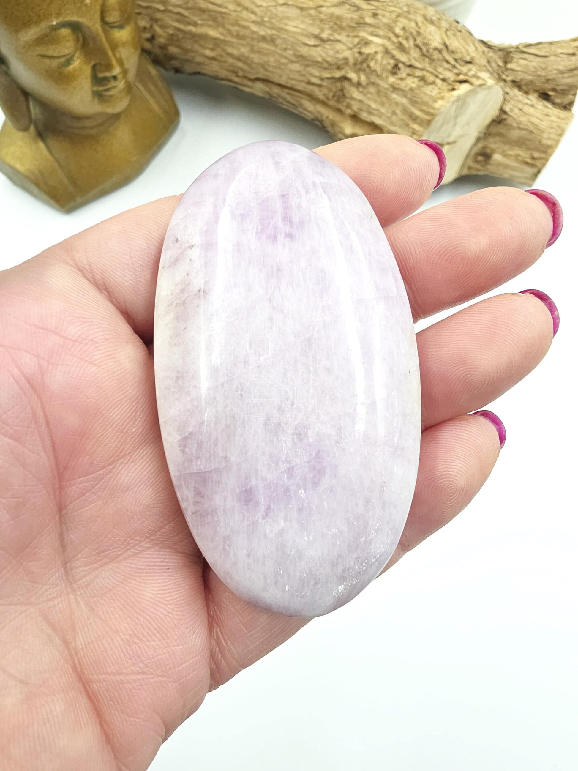 Flashy Kunzite Crystal Palm Stone - Heart Chakra & Emotional Healing Crystal, 110g