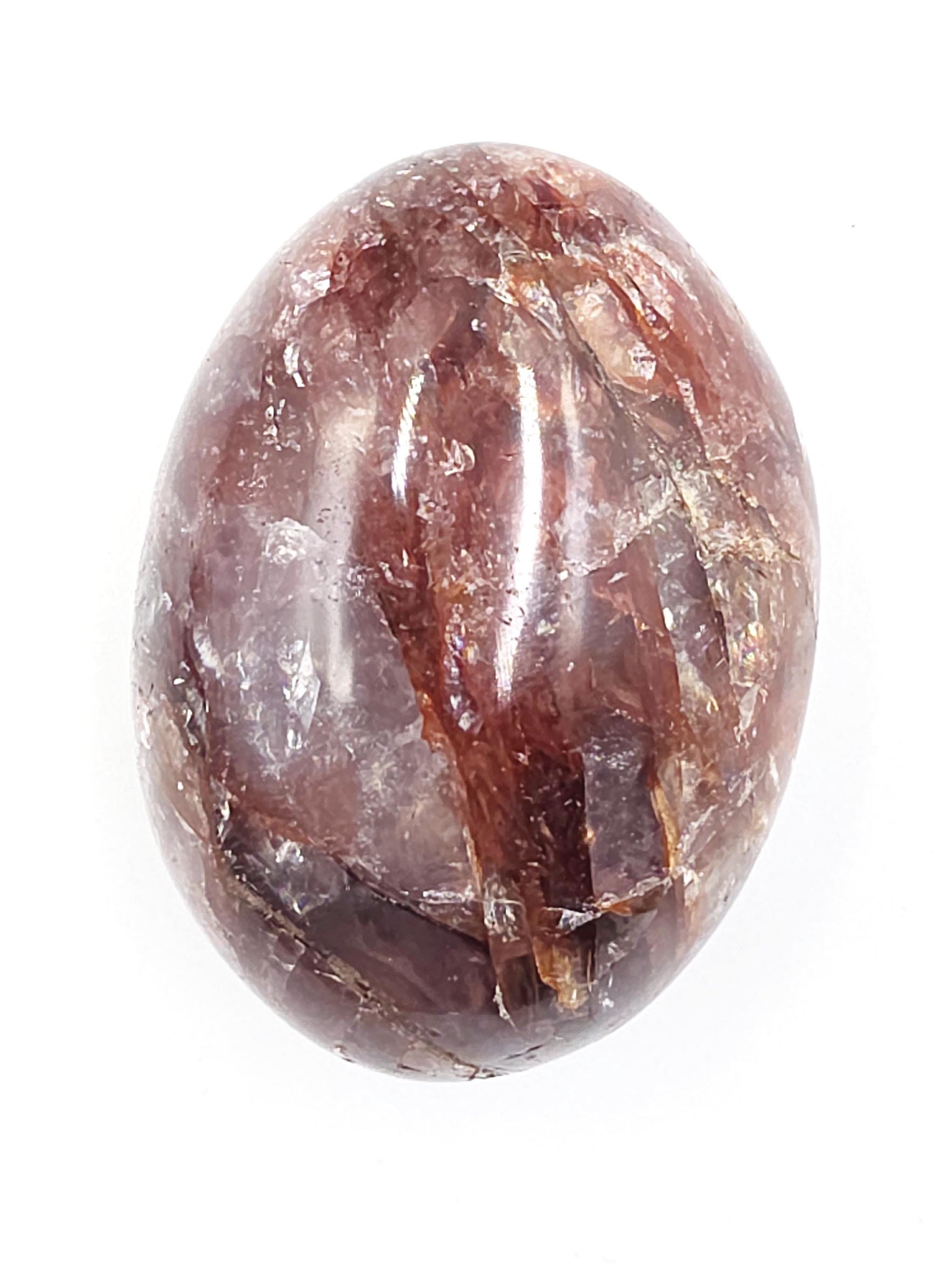 Fire Quartz (Hematoid) Palm Stone with lots of rainbow flashes - Grounding & Vitality Crystal - 120g