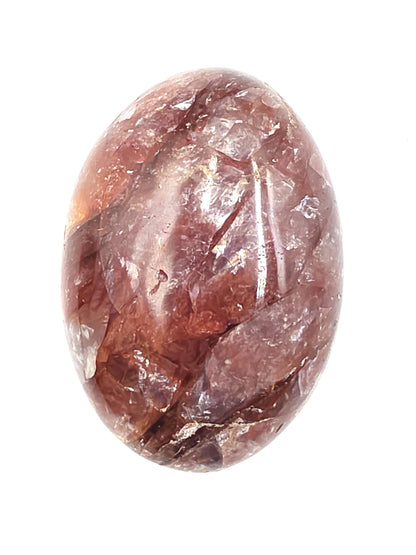 Fire Quartz (Hematoid) Palm Stone with lots of rainbow flashes - Grounding & Vitality Crystal - 120g