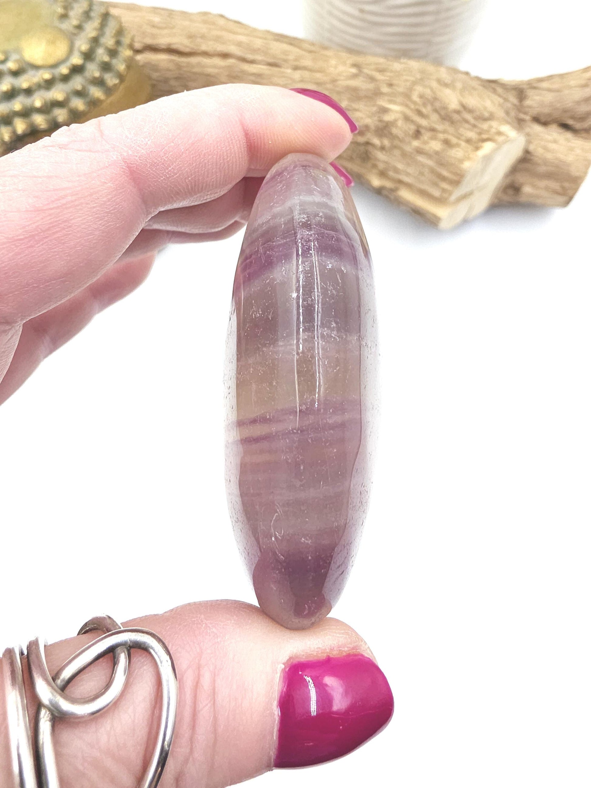 Large High Grade Rainbow Fluorite Palm Stone - Focus and Clarity Healing Crystal - 165g