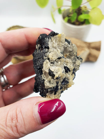 Flashy Raw Zambian Tourmaline Cluster Specimen - Natural Protection and Grounding Crystal - 90g