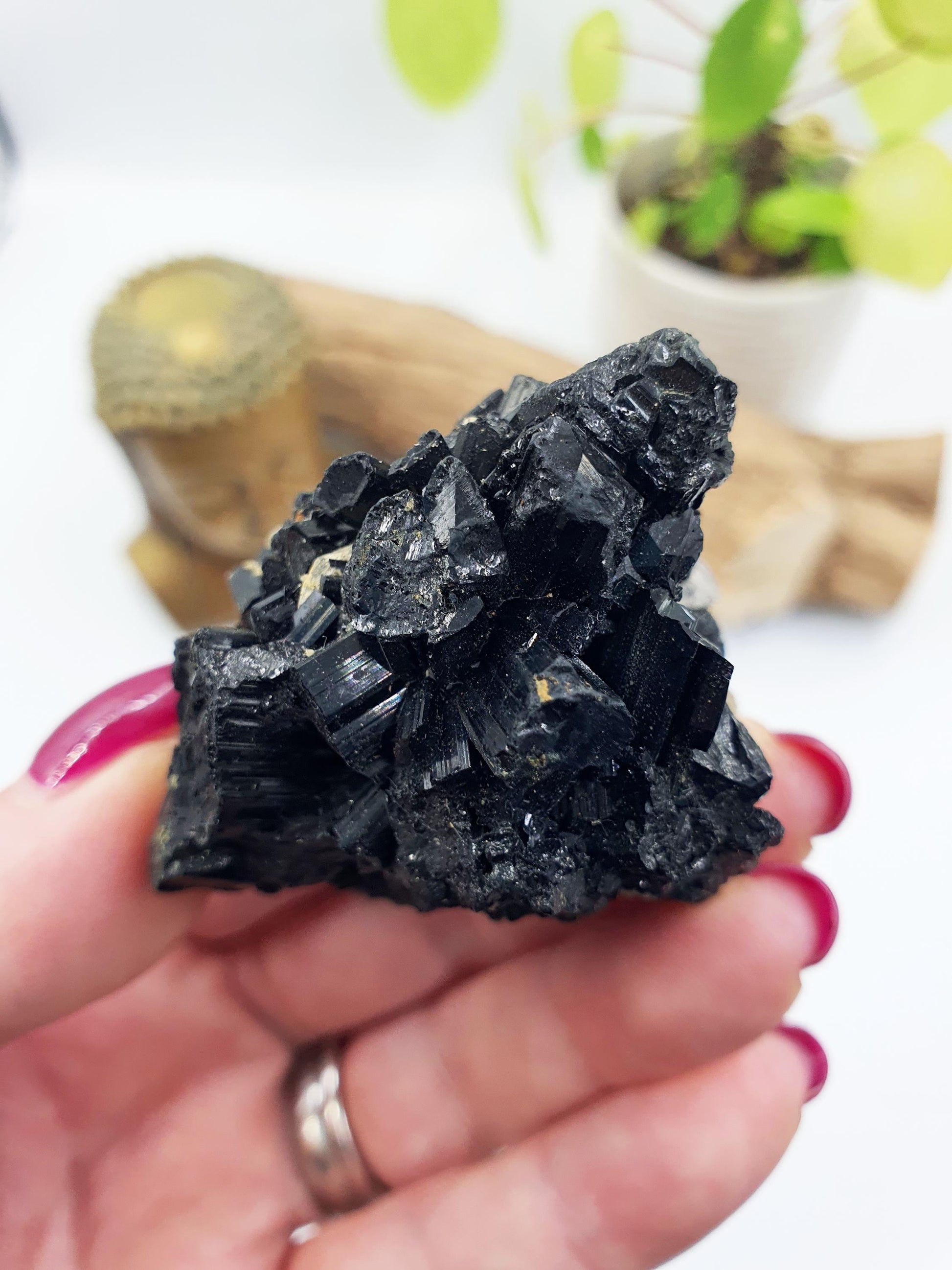 Flashy Raw Zambian Tourmaline Cluster Specimen - Natural Protection and Grounding Crystal - 90g