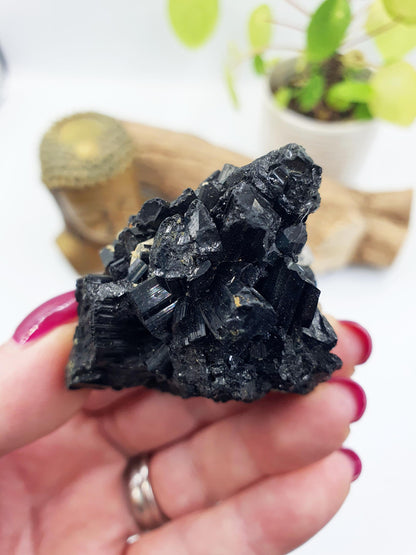 Flashy Raw Zambian Tourmaline Cluster Specimen - Natural Protection and Grounding Crystal - 90g