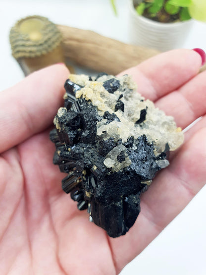 Flashy Raw Zambian Tourmaline Cluster Specimen - Natural Protection and Grounding Crystal - 90g