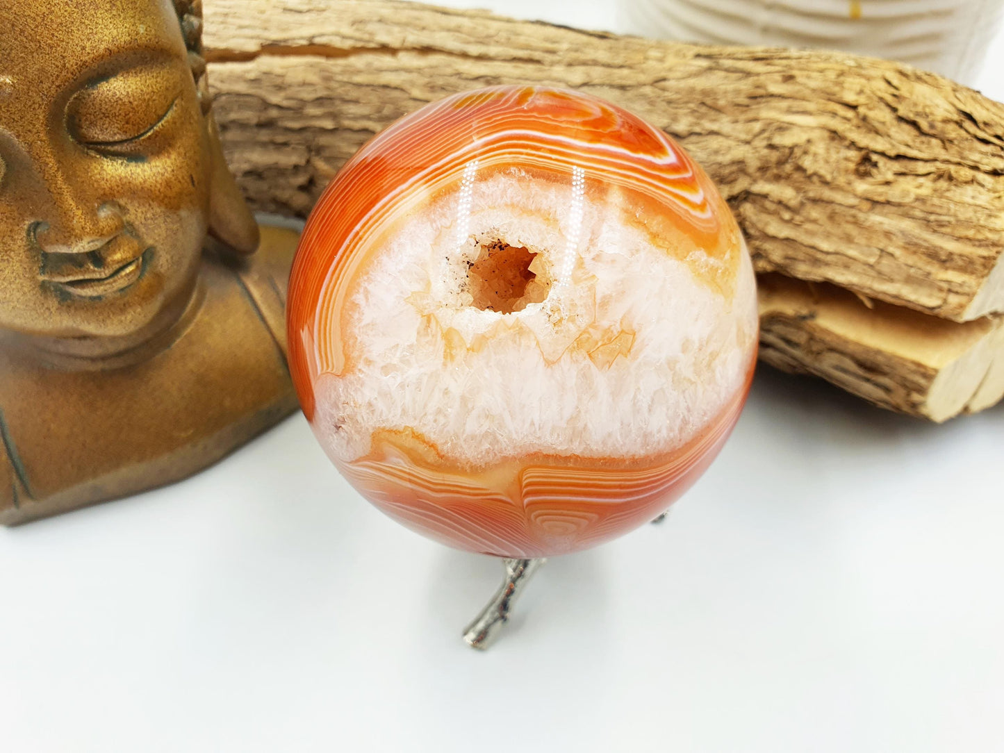 Large Carnelian Sphere – Courage, Creativity & Motivation Healing Crystal Ball, 77mm