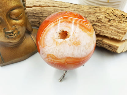 Large Carnelian Sphere – Courage, Creativity & Motivation Healing Crystal Ball, 77mm