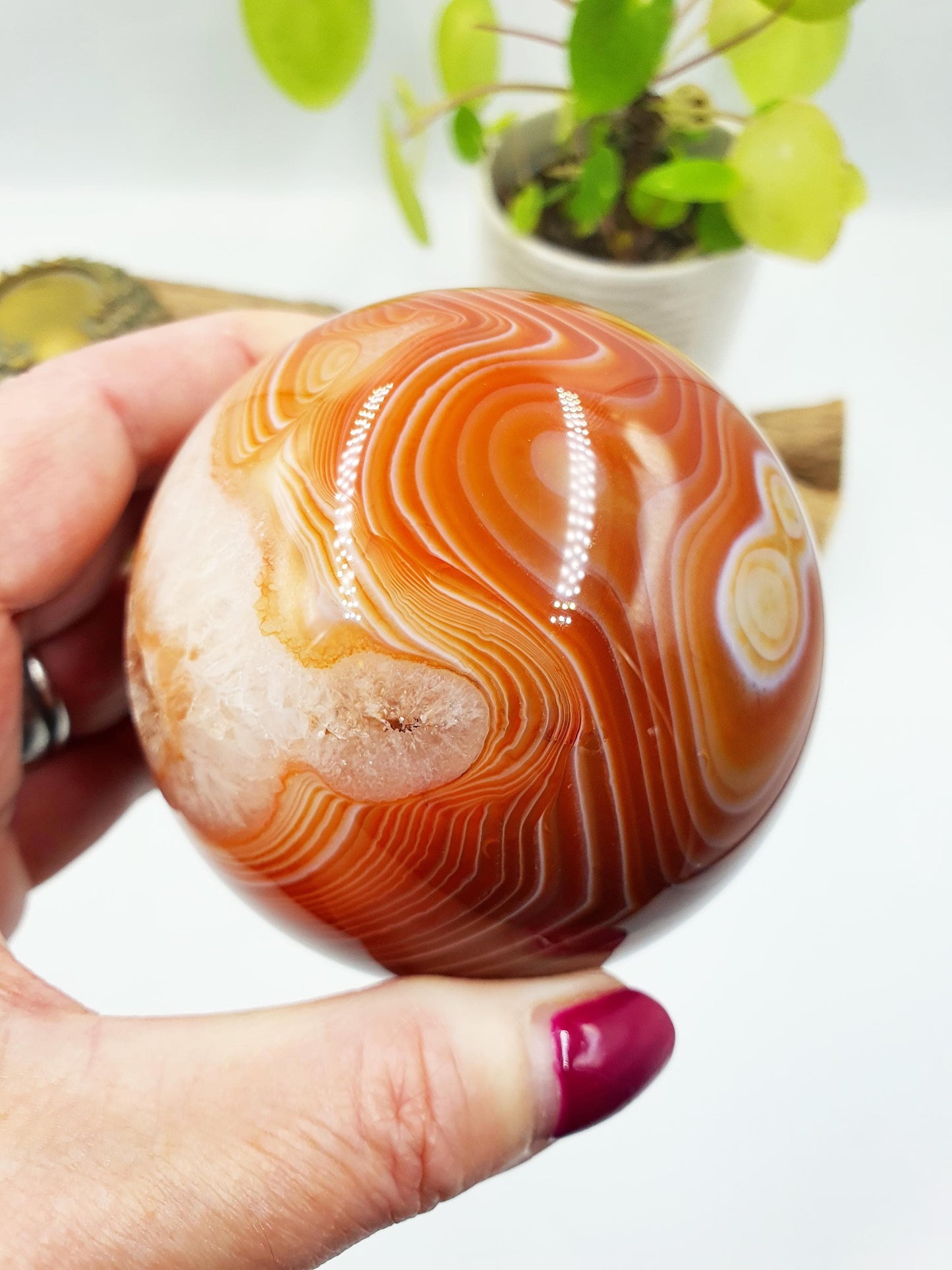 Large Carnelian Sphere – Courage, Creativity & Motivation Healing Crystal Ball, 77mm
