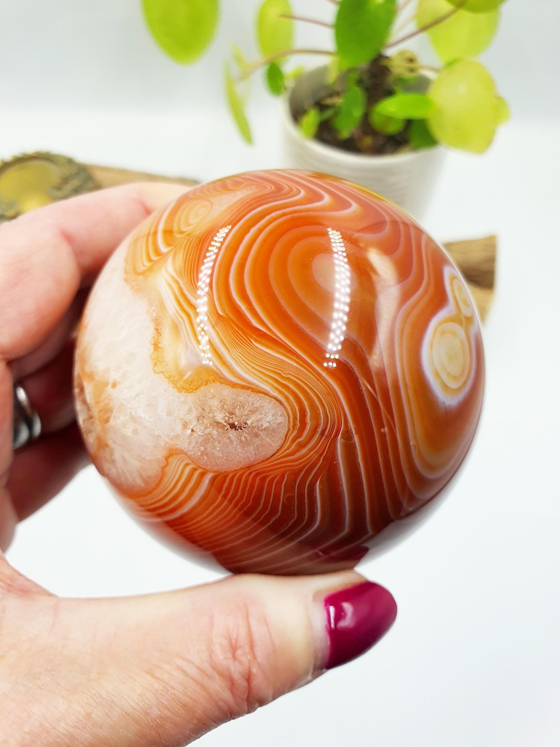 Large Carnelian Sphere – Courage, Creativity & Motivation Healing Crystal Ball, 77mm