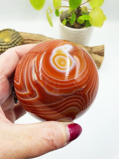 Large Carnelian Sphere – Courage, Creativity & Motivation Healing Crystal Ball, 77mm