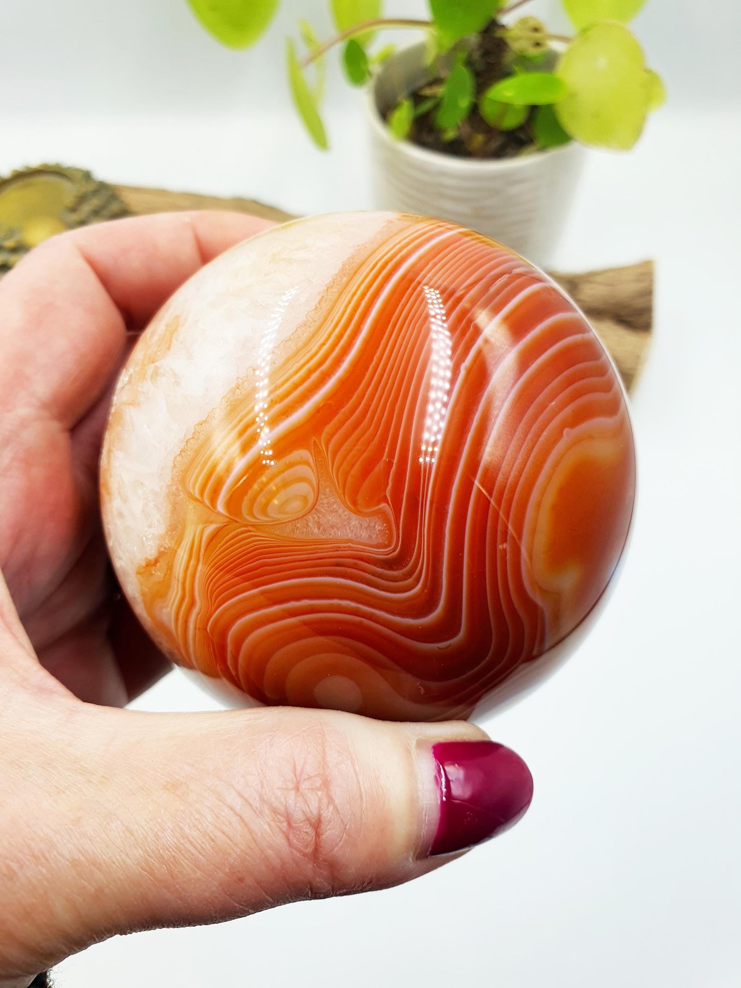 Large Carnelian Sphere – Courage, Creativity & Motivation Healing Crystal Ball, 77mm