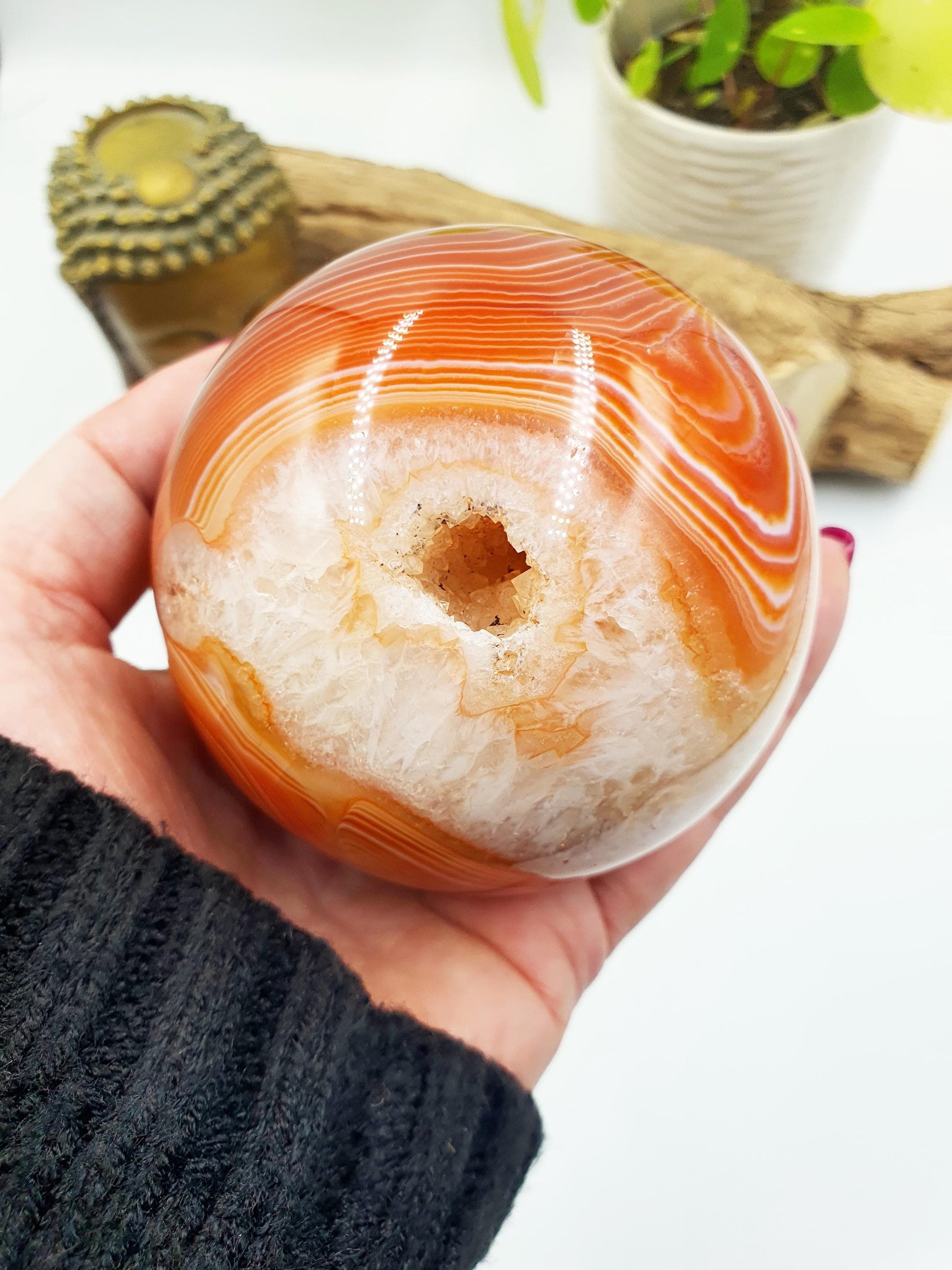 Large Carnelian Sphere – Courage, Creativity & Motivation Healing Crystal Ball, 77mm
